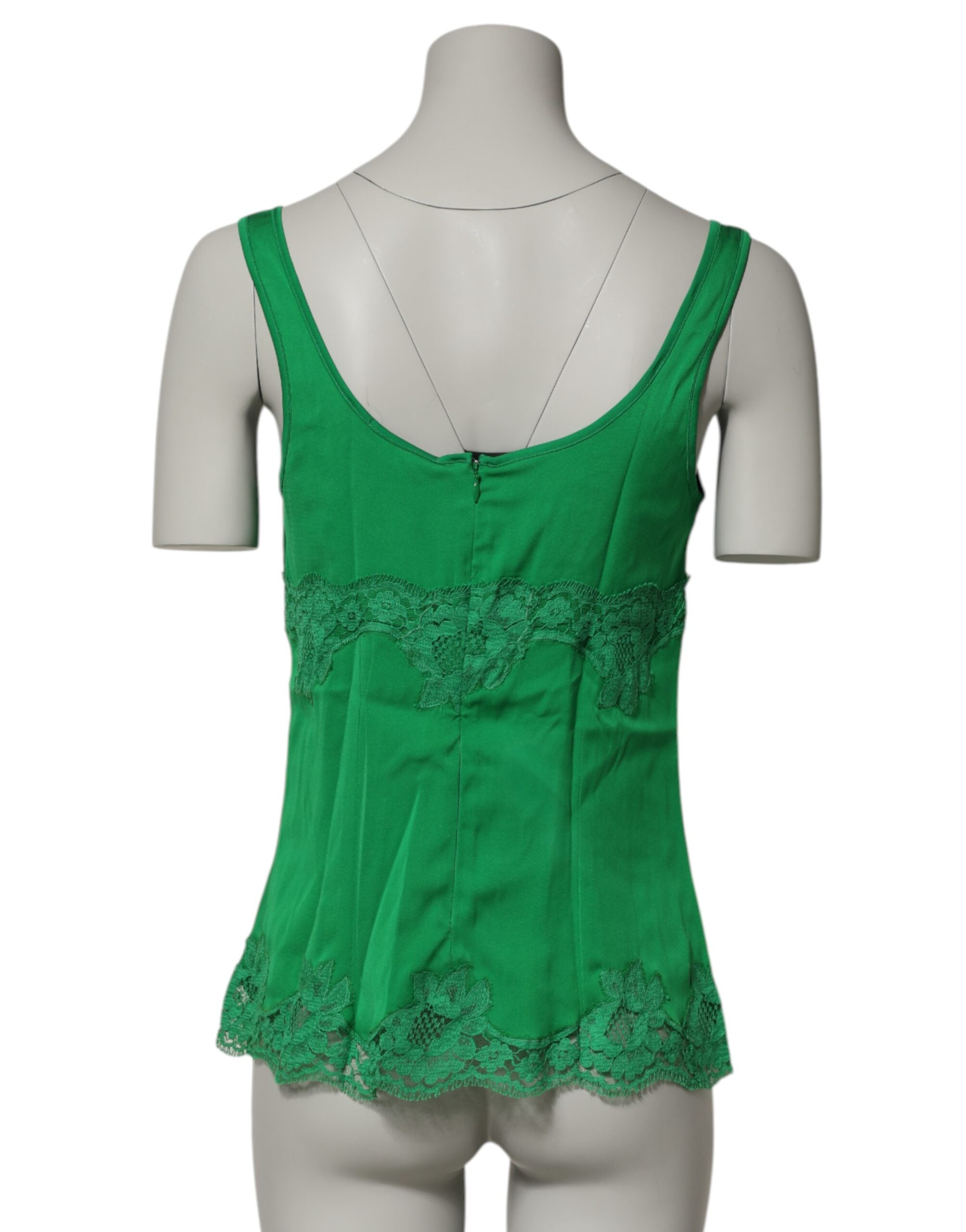 Dolce & Gabbana Green Floral Lace Tank Lingerie Top Underwear Dolce & Gabbana