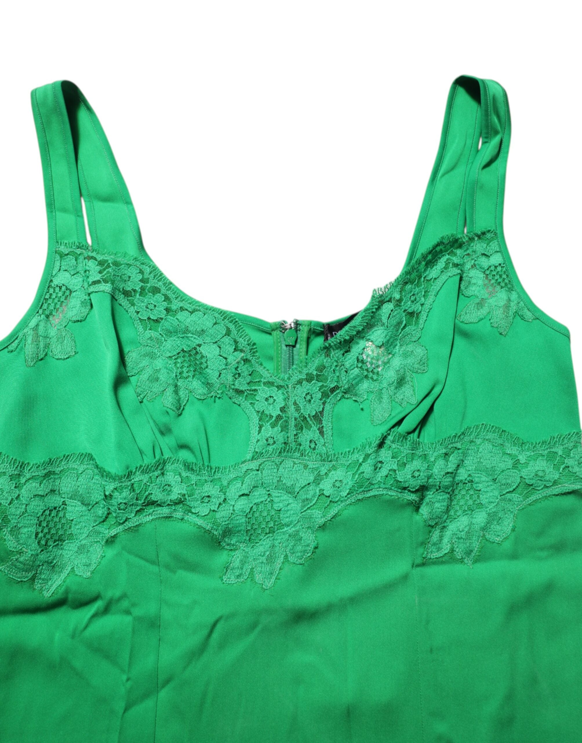 Dolce & Gabbana Green Floral Lace Tank Lingerie Top Underwear Dolce & Gabbana