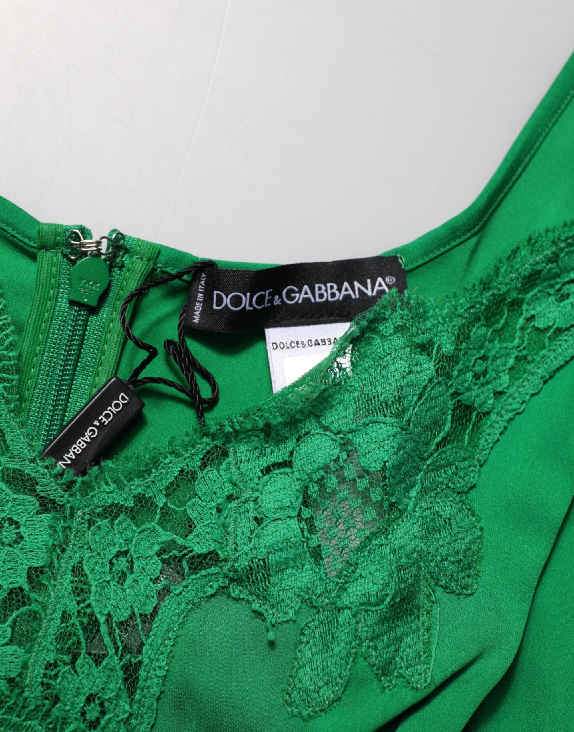 Dolce & Gabbana Green Floral Lace Tank Lingerie Top Underwear Dolce & Gabbana