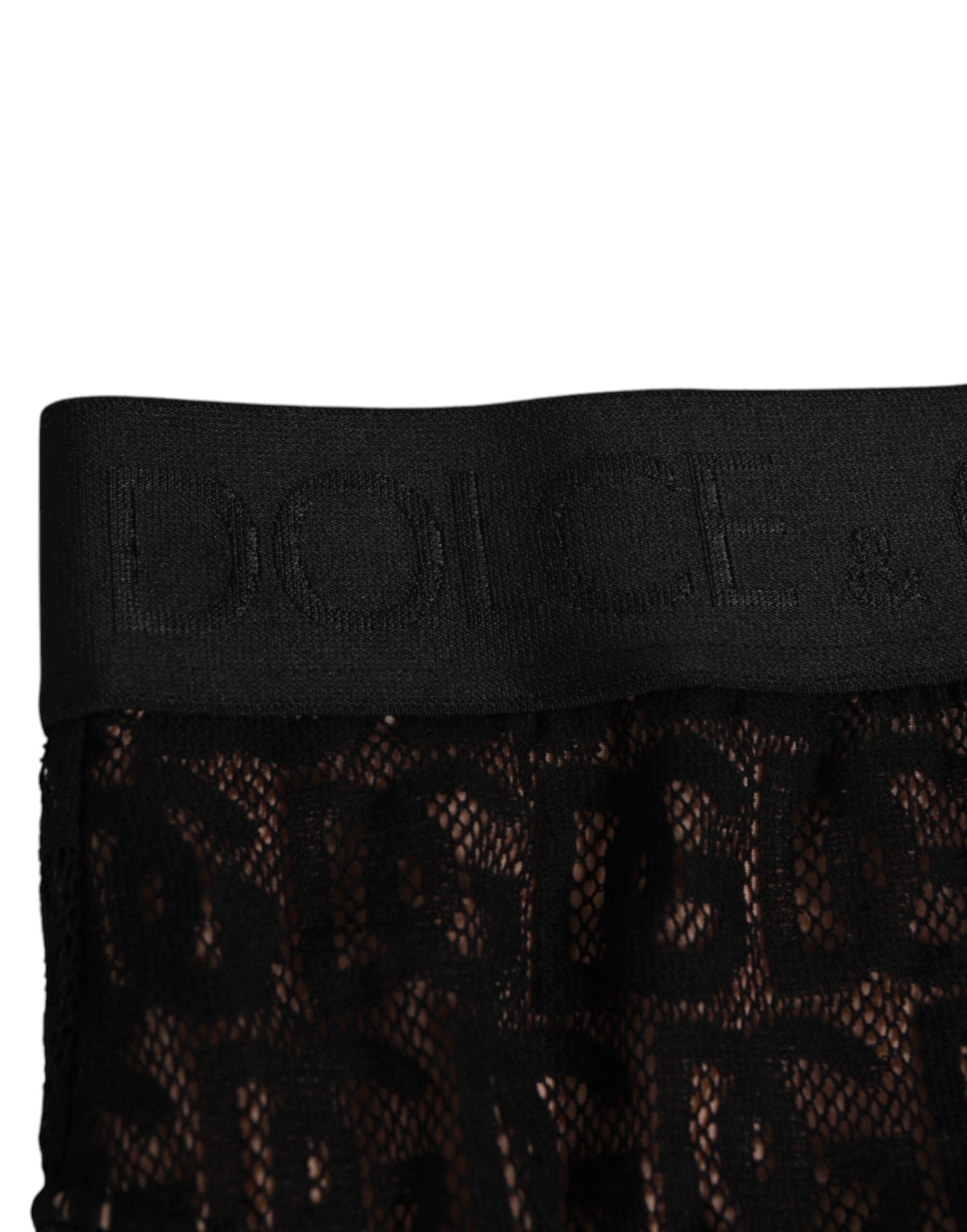 Dolce & Gabbana Black DG Logo Lace High Brief Panty Underwear Dolce & Gabbana