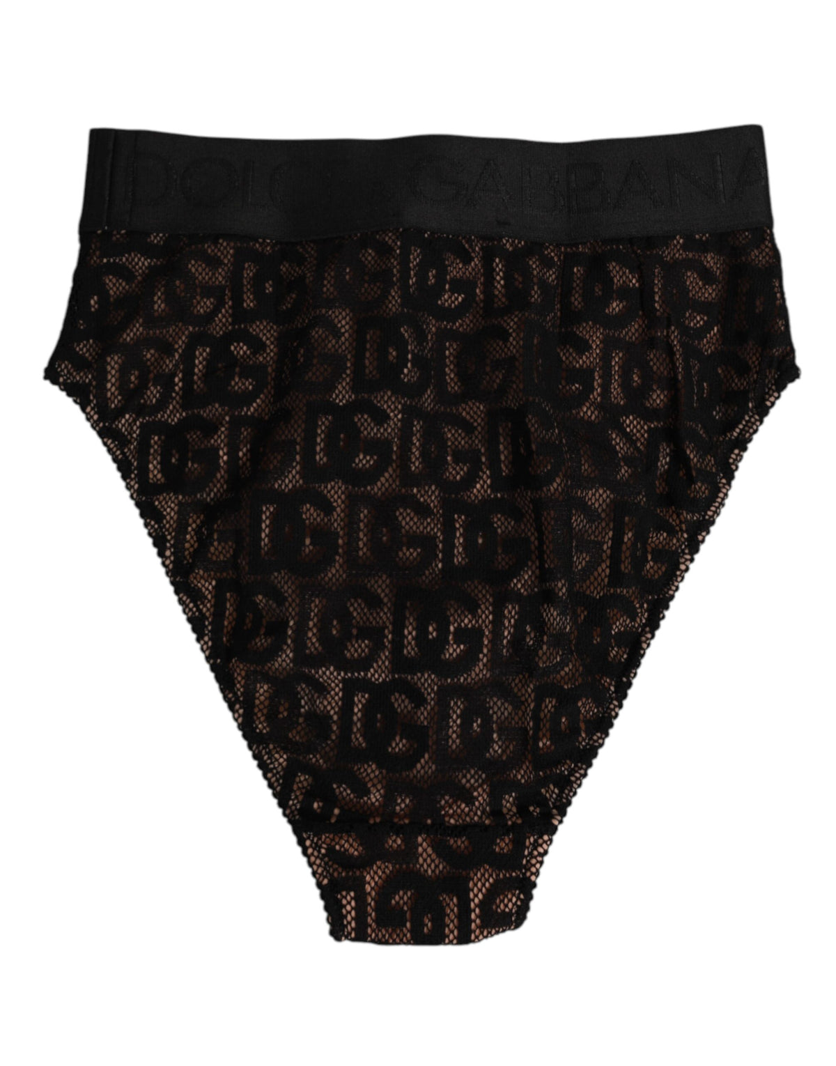 Dolce & Gabbana Black DG Logo Lace High Brief Panty Underwear