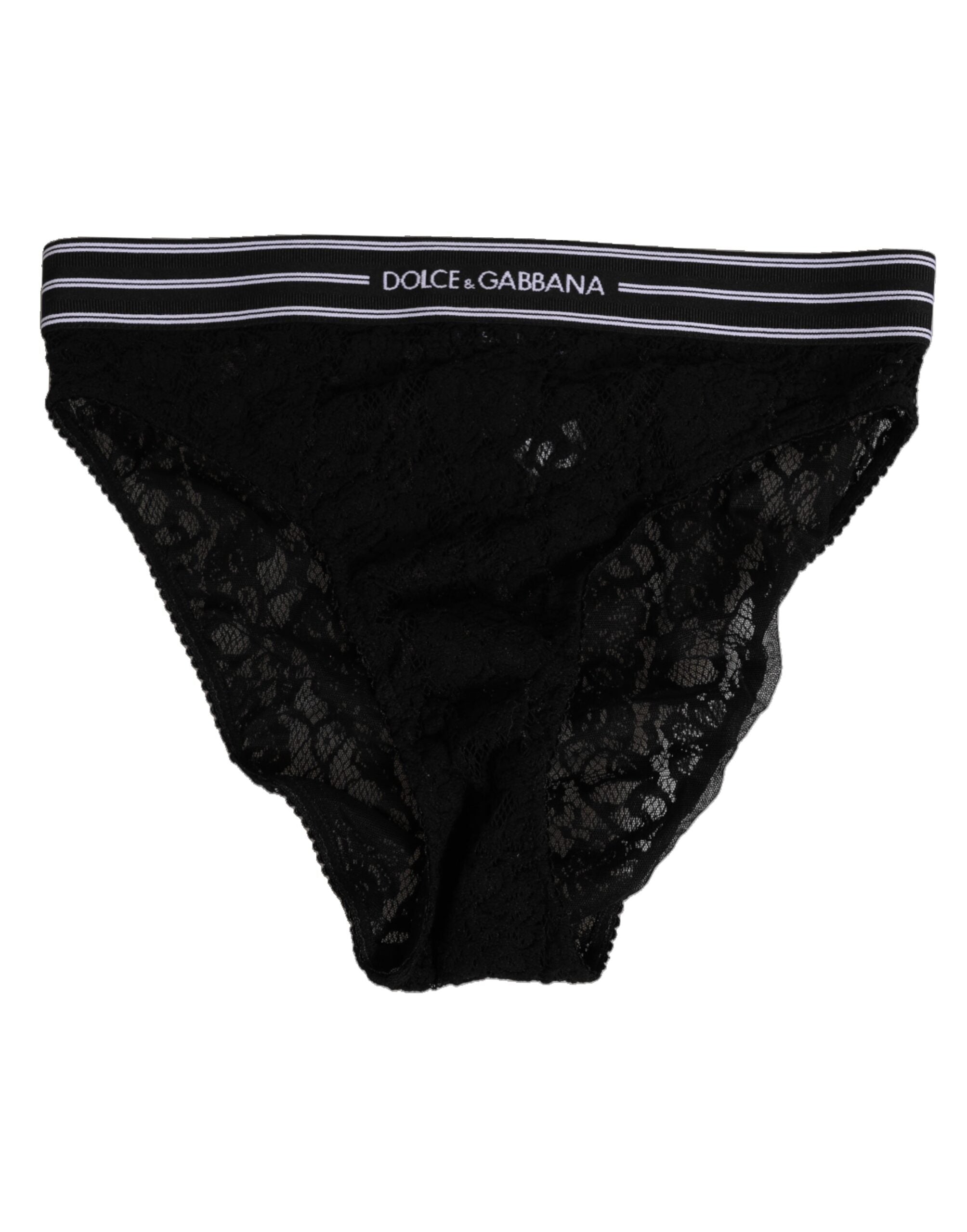Dolce & Gabbana Black Lace Slip Brief Logo Waistband  Underwear Dolce & Gabbana