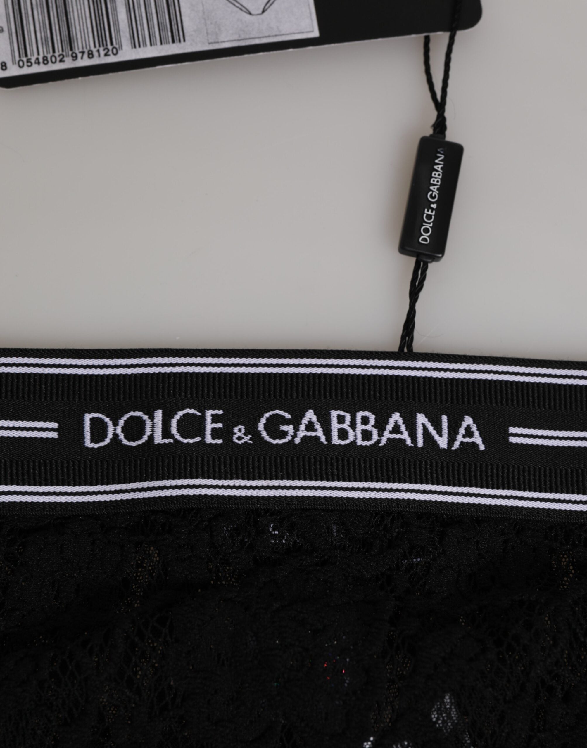Dolce & Gabbana Black Lace Slip Brief Logo Waistband  Underwear Dolce & Gabbana