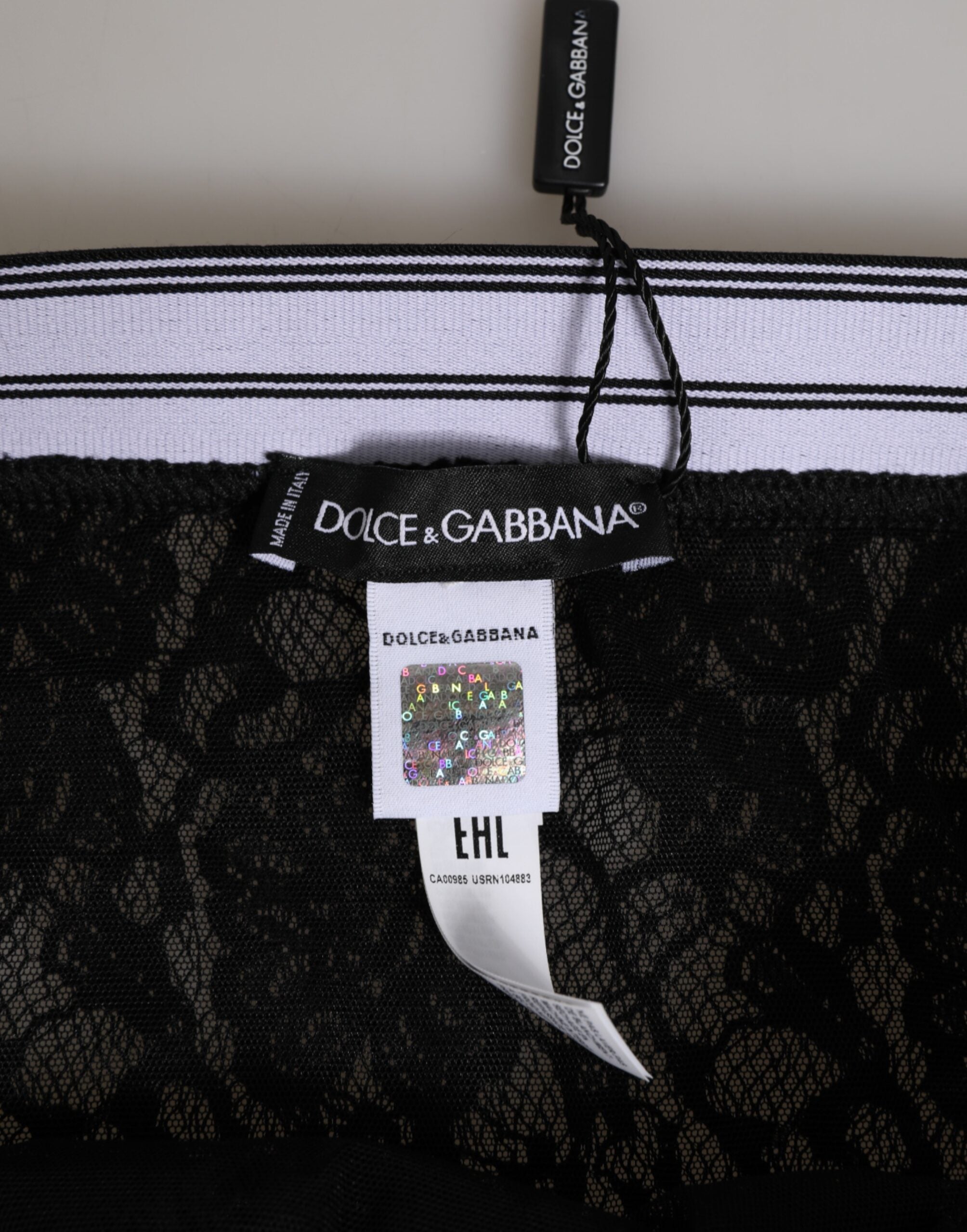 Dolce & Gabbana Black Lace Slip Brief Logo Waistband  Underwear Dolce & Gabbana