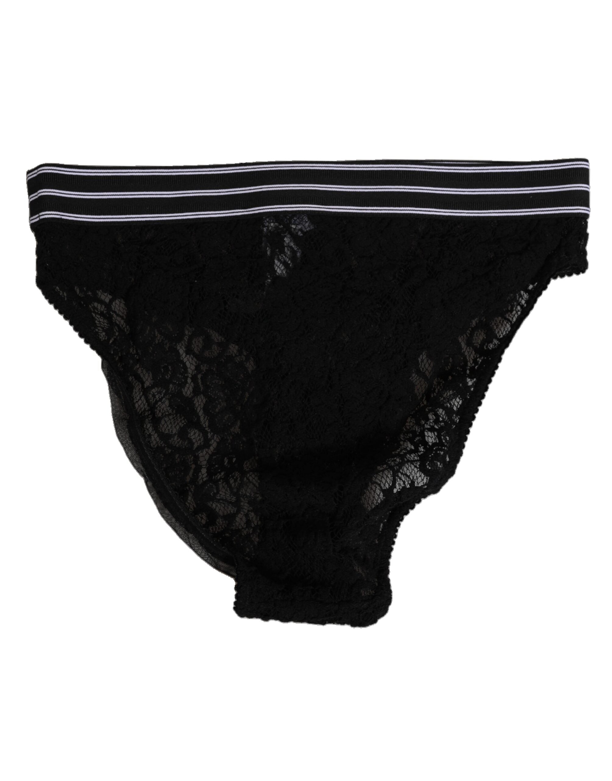 Dolce & Gabbana Black Lace Slip Brief Logo Waistband  Underwear Dolce & Gabbana