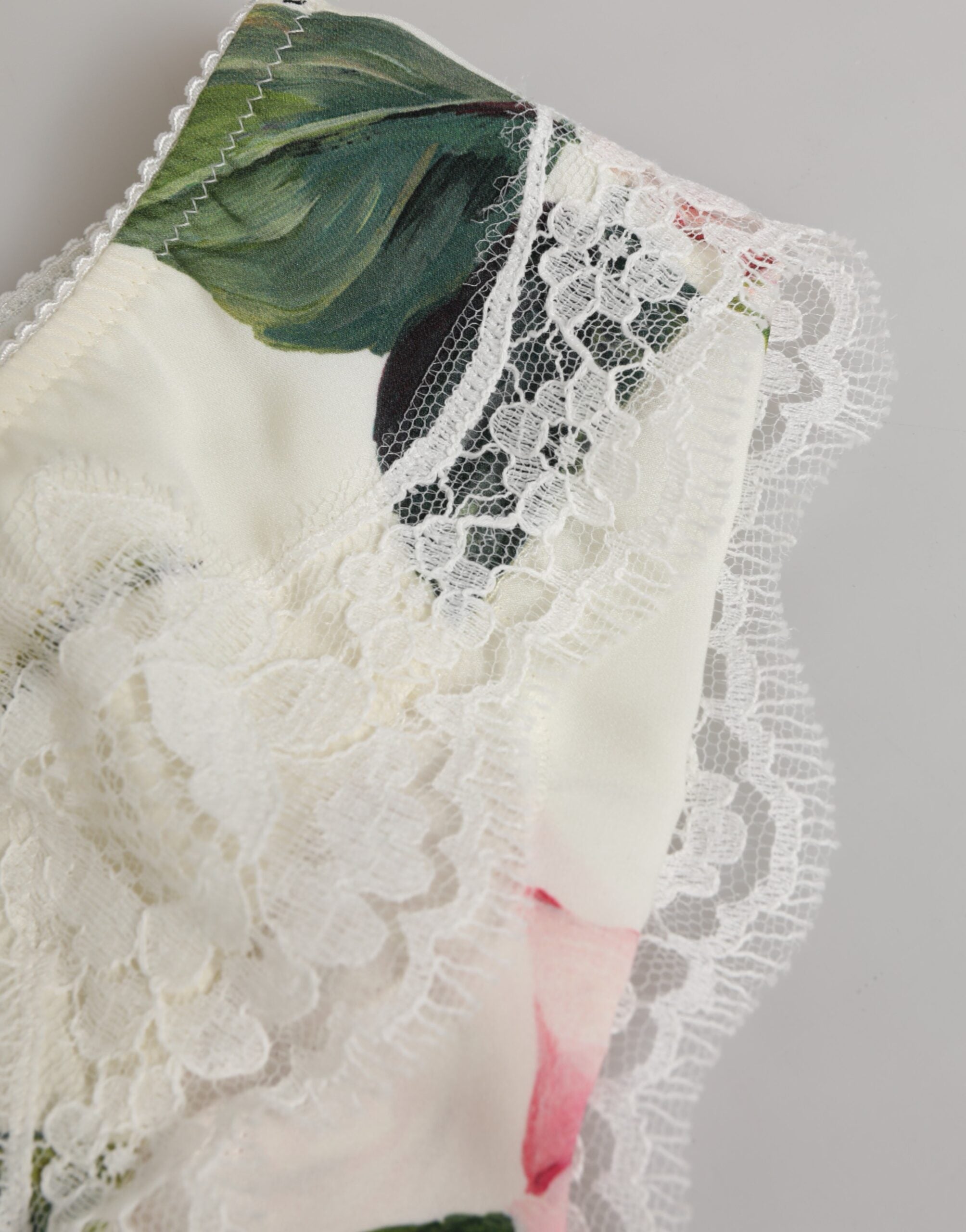 Dolce & Gabbana White Silk Satin Floral Lace Trim Slip Underwear Dolce & Gabbana