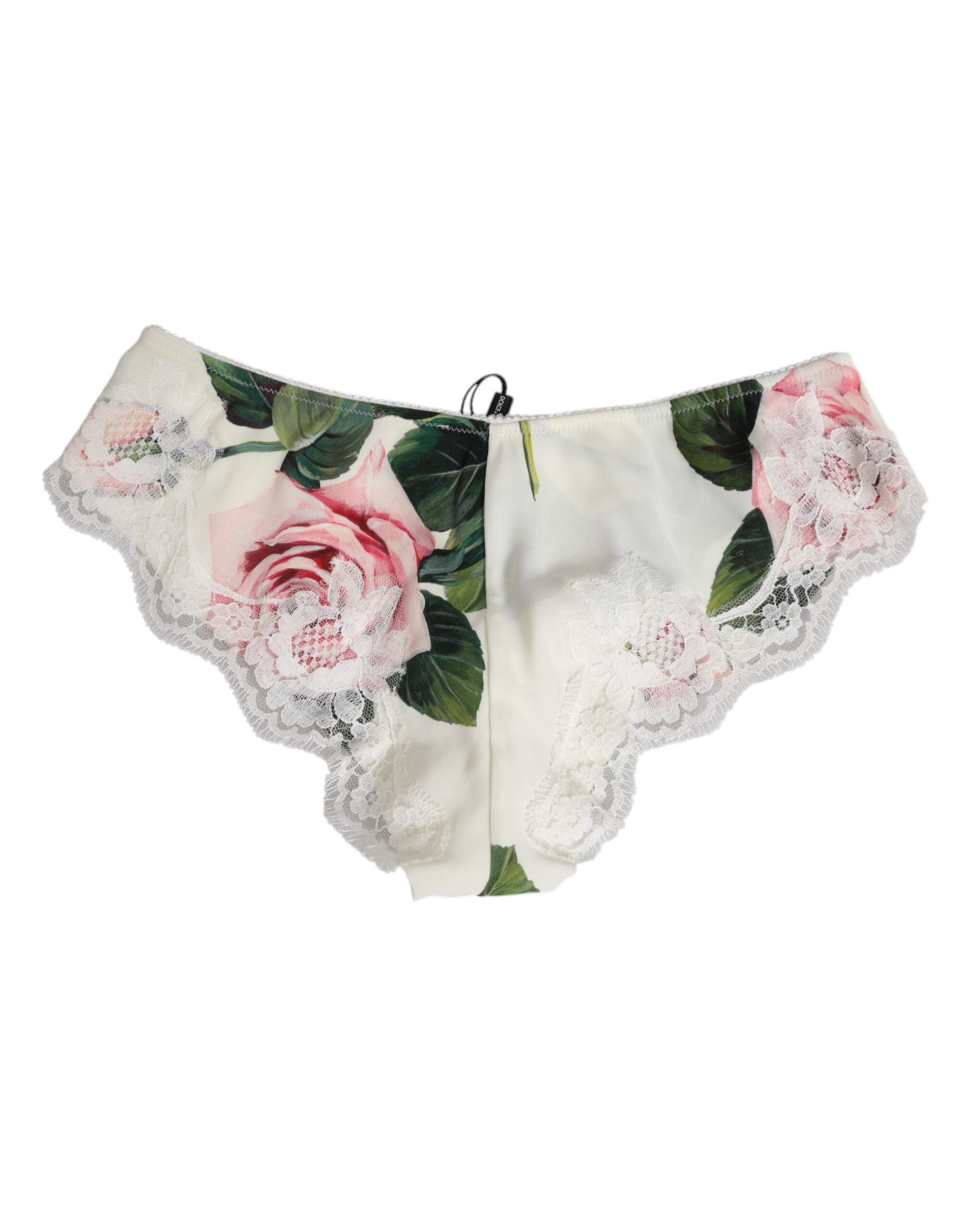 Dolce & Gabbana White Silk Satin Floral Lace Trim Slip Underwear Dolce & Gabbana