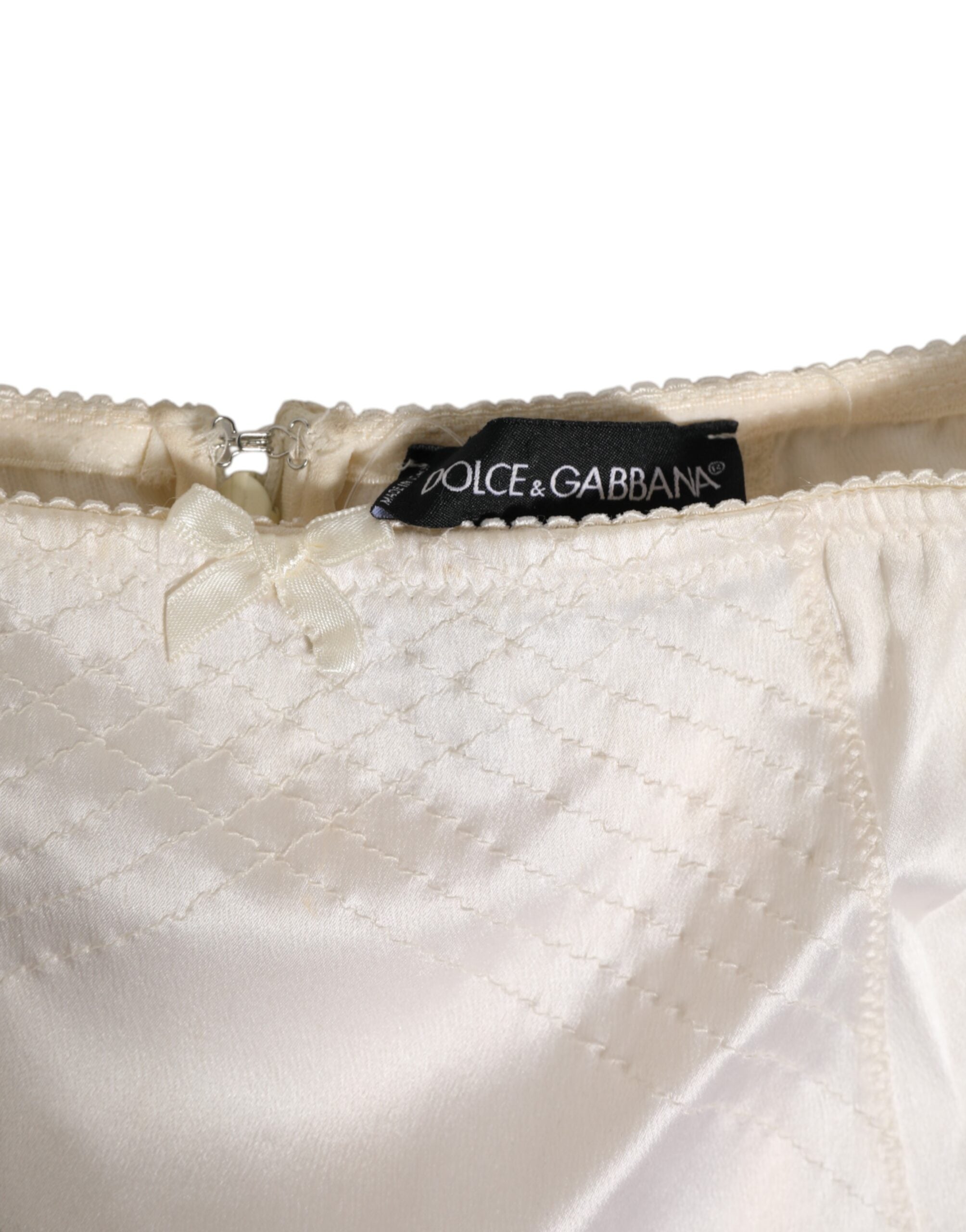 Dolce & Gabbana Off White Silk High Waist Girdle Panty Underwear Dolce & Gabbana