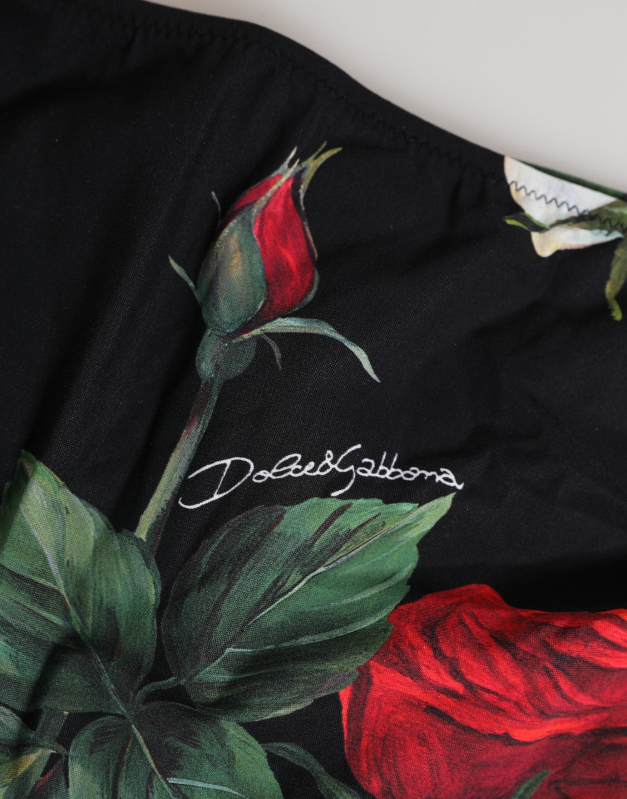 Dolce & Gabbana Black Side Tie Floral Bikini Bottom Swimwear Dolce & Gabbana