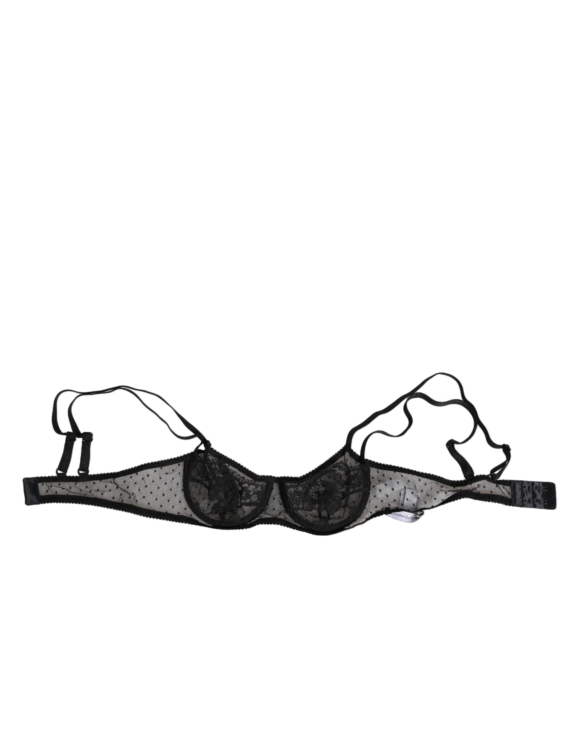 Dolce & Gabbana Black Floral Underwired Balconette Bra Underwear Dolce & Gabbana