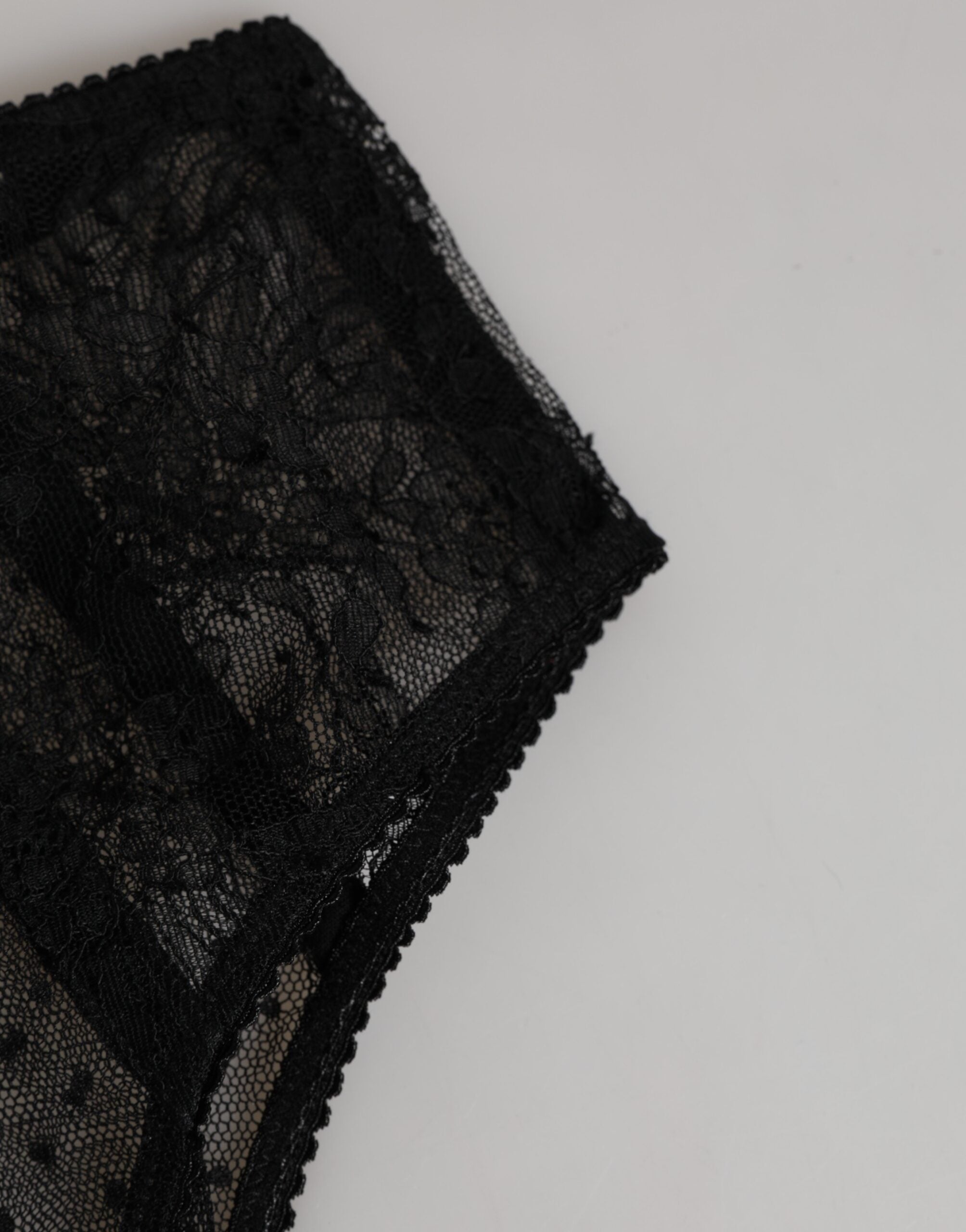 Dolce & Gabbana Black Lace Polka Dot Mesh High Waist Underwear Dolce & Gabbana