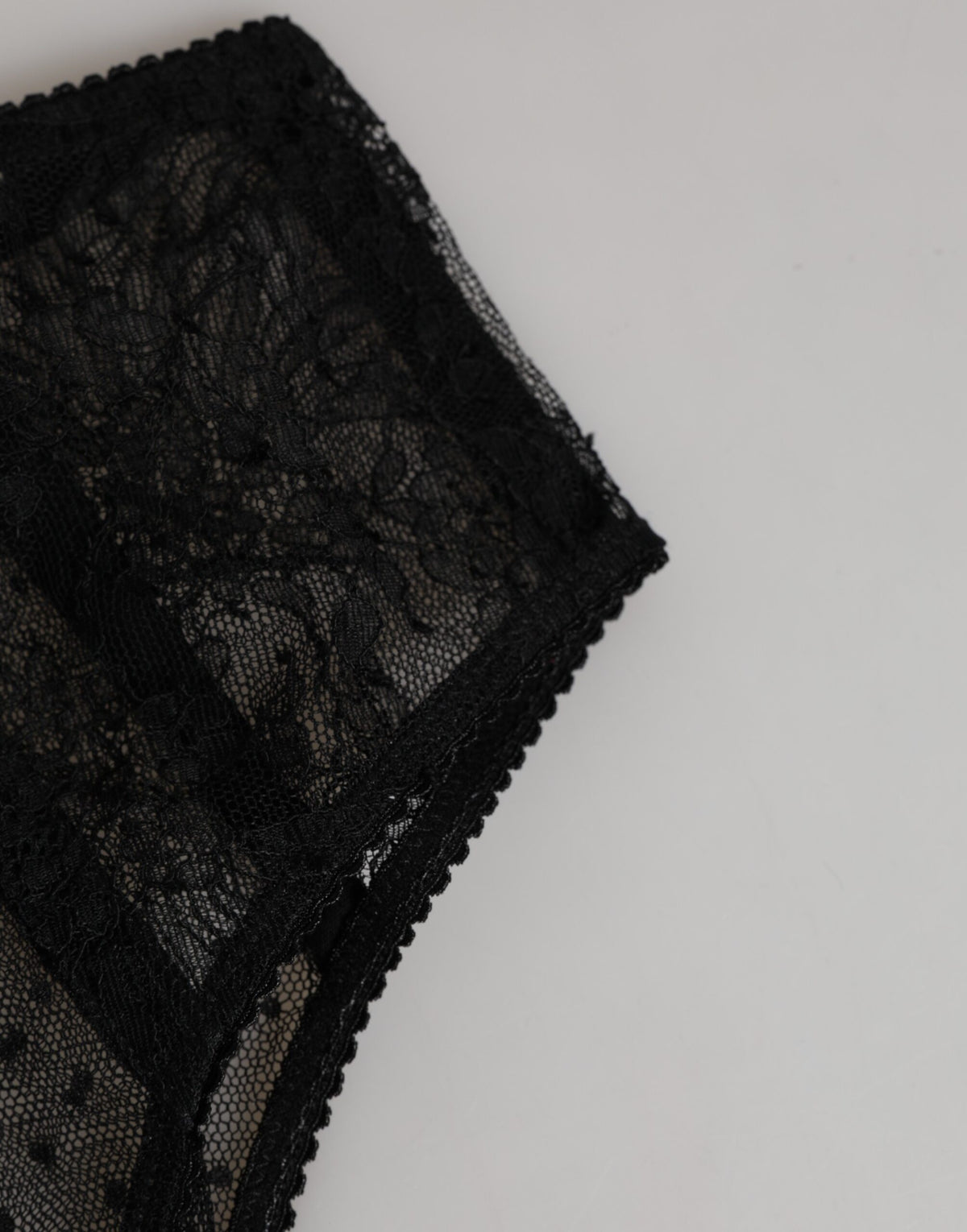 Dolce & Gabbana Black Lace Polka Dot Mesh High Waist Underwear