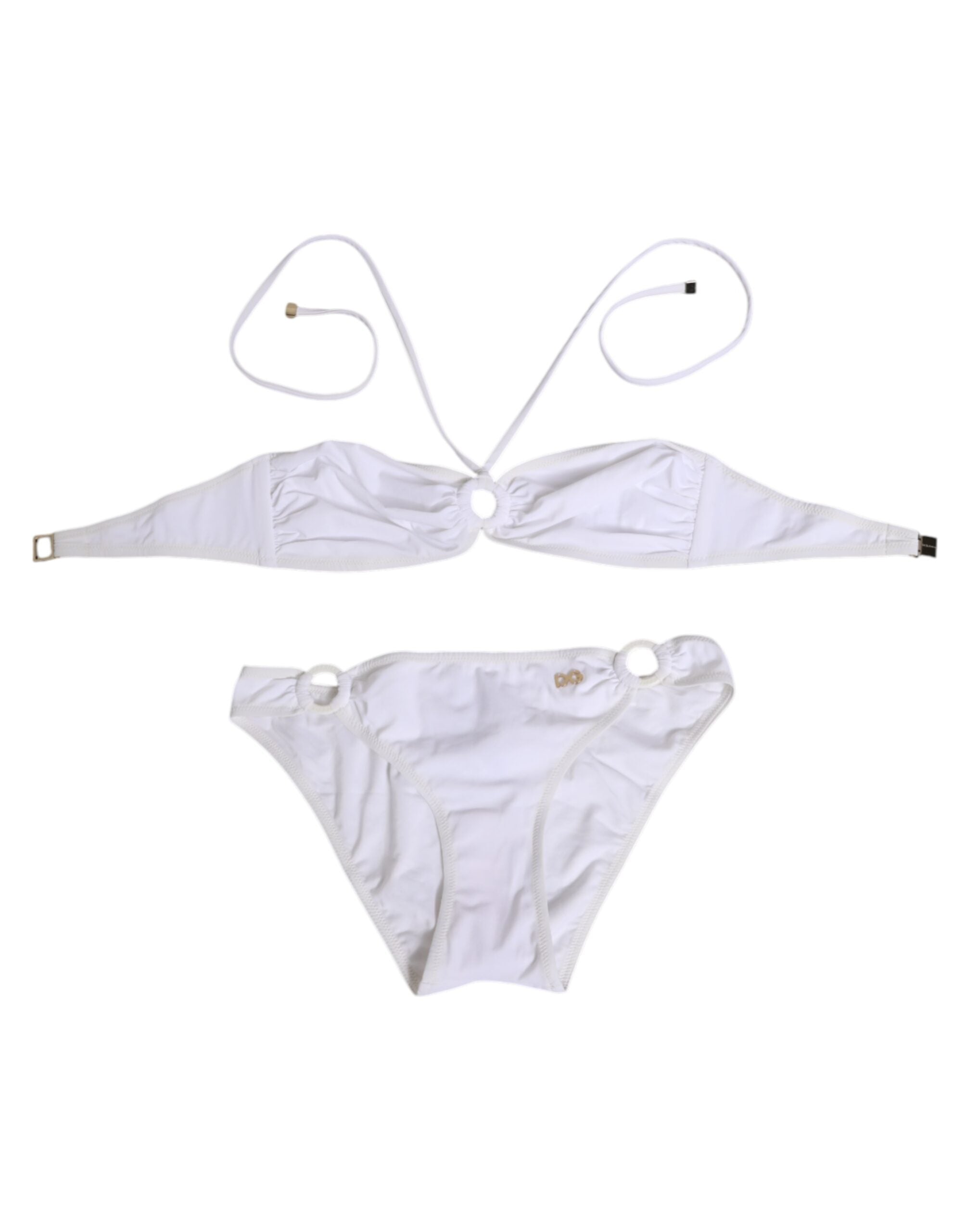 Dolce & Gabbana White Logo Swimsuit 2 Piece Top Bottom Swimwear Dolce & Gabbana