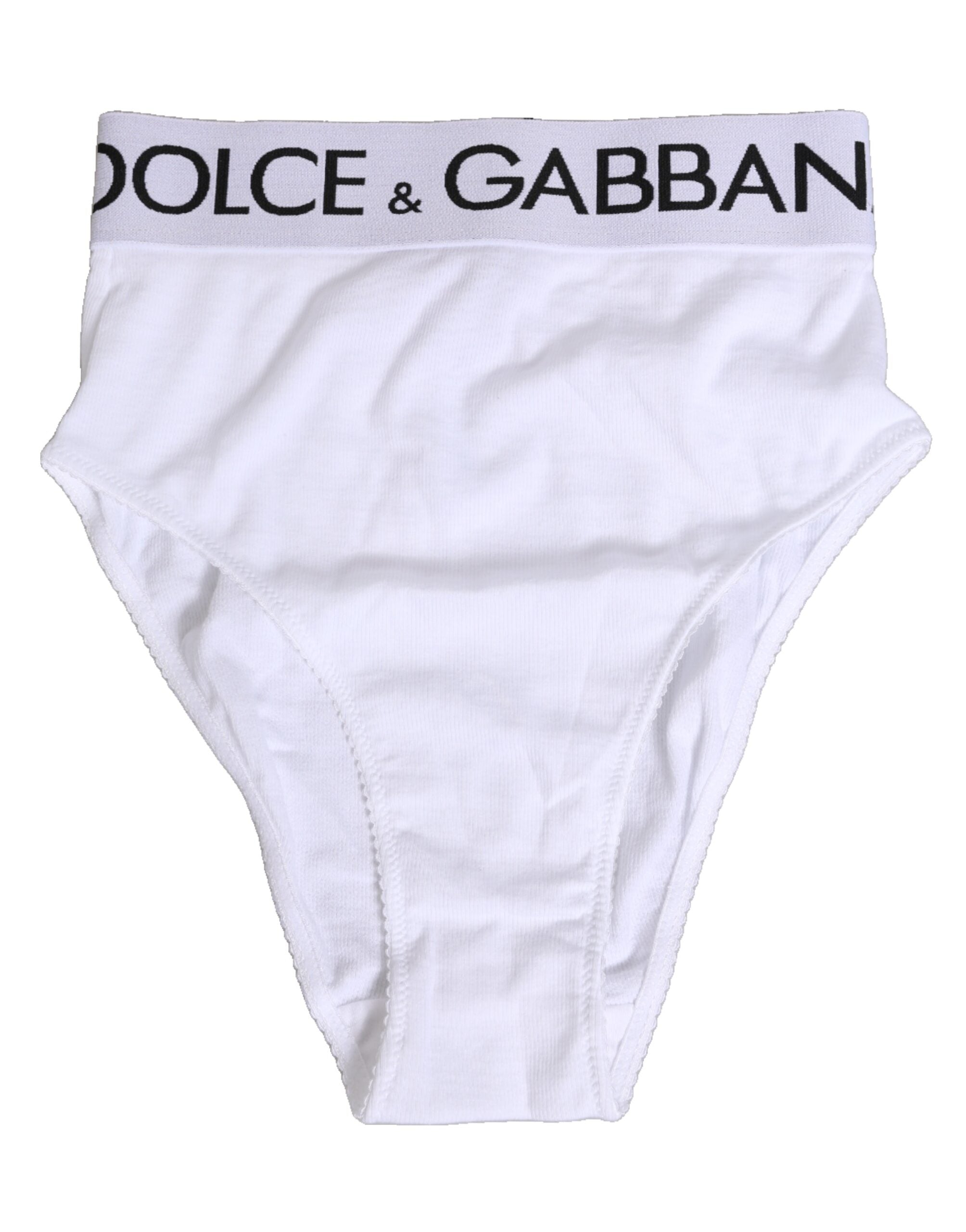 Dolce & Gabbana White Cotton Stretch High Waist Panty Underwear Dolce & Gabbana