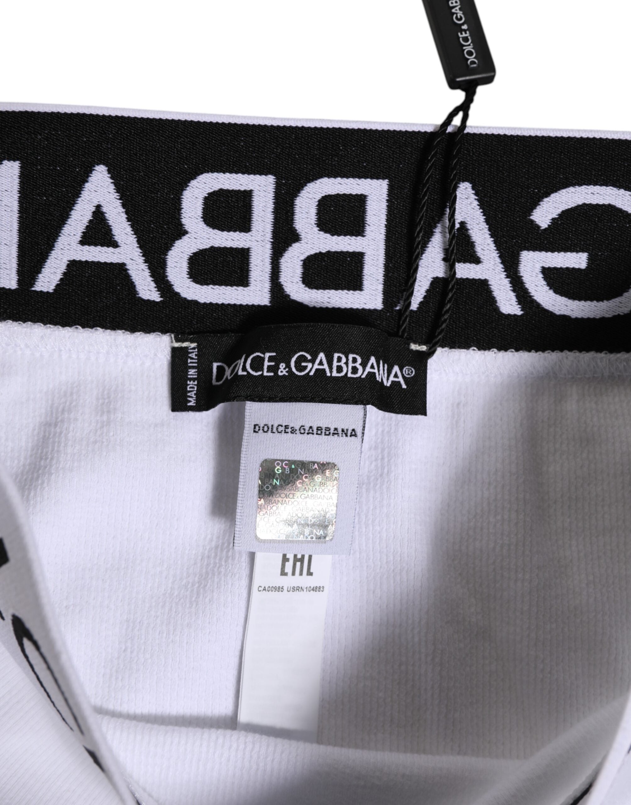 Dolce & Gabbana White Cotton Stretch High Waist Panty Underwear Dolce & Gabbana