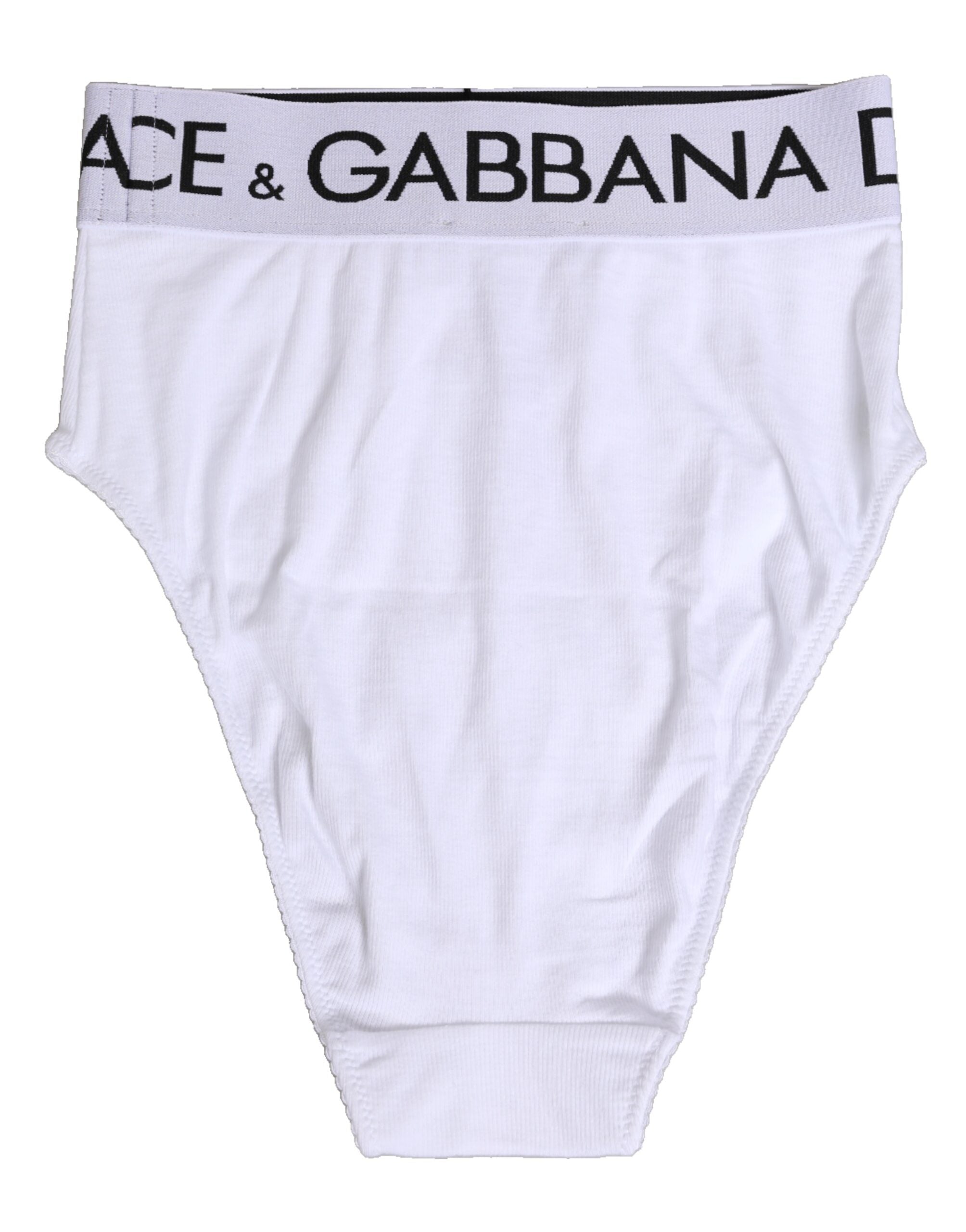Dolce & Gabbana White Cotton Stretch High Waist Panty Underwear Dolce & Gabbana
