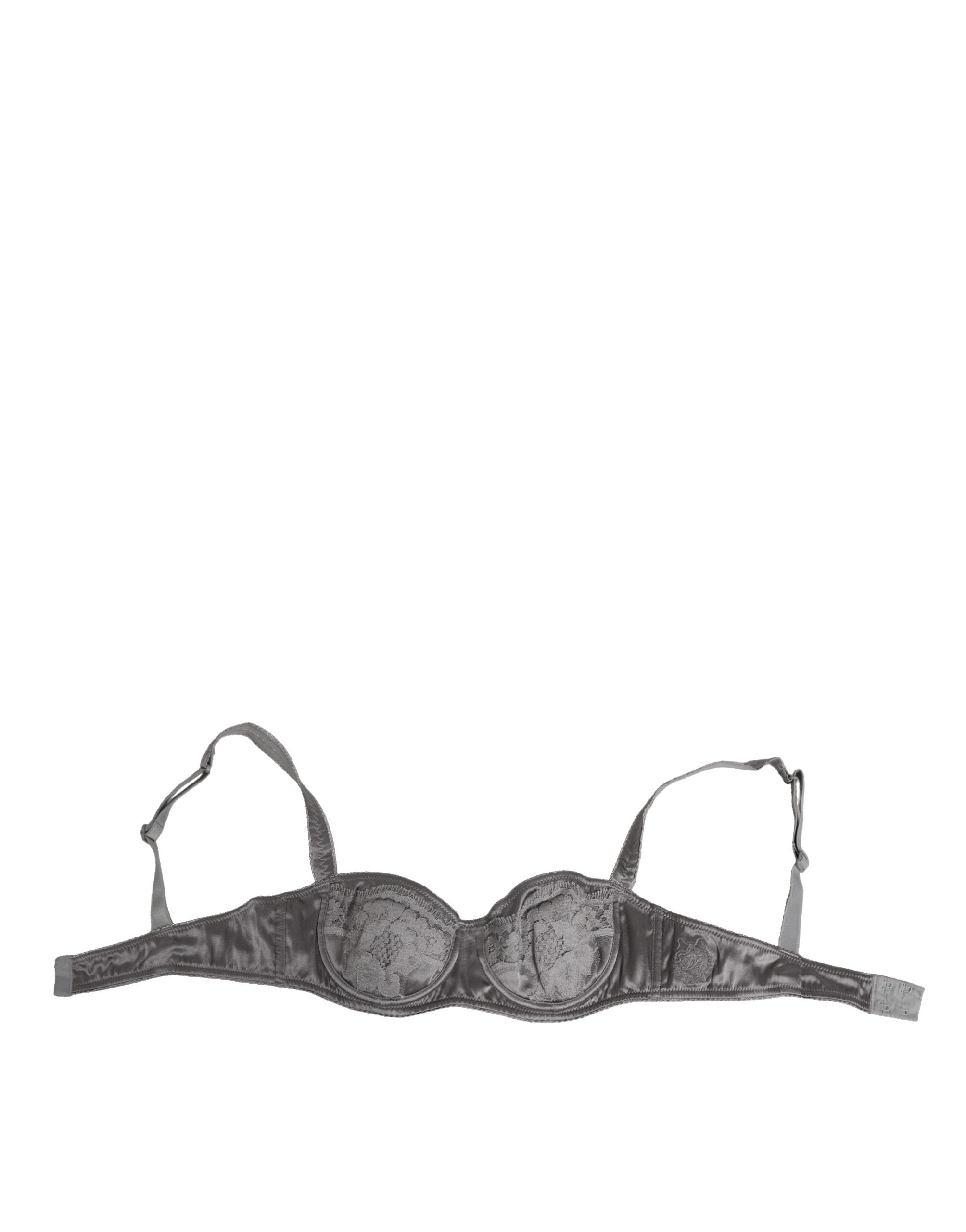 Dolce & Gabbana Gray Silk Underwired Balconette Bra Underwear Dolce & Gabbana