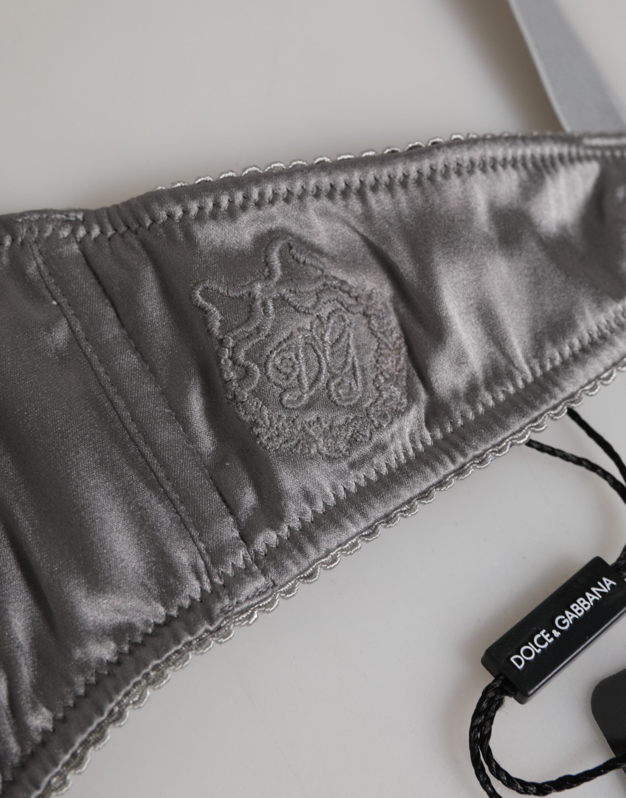 Dolce & Gabbana Gray Silk Underwired Balconette Bra Underwear Dolce & Gabbana