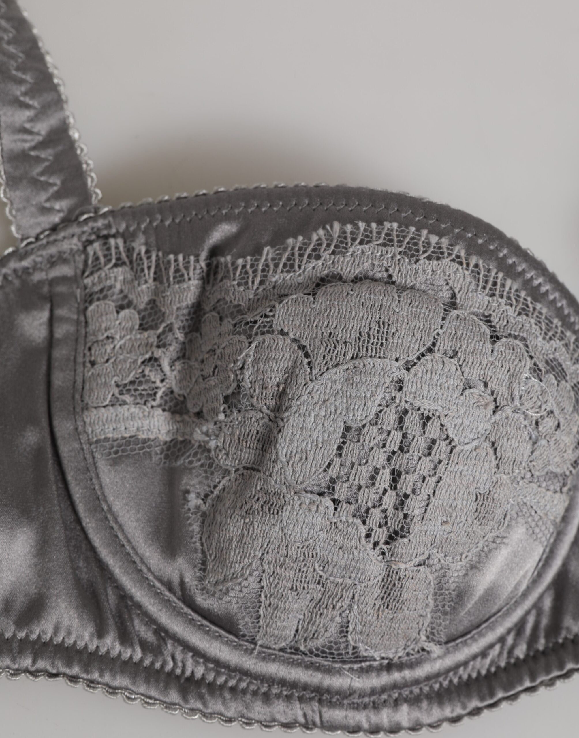 Dolce & Gabbana Gray Silk Underwired Balconette Bra Underwear Dolce & Gabbana