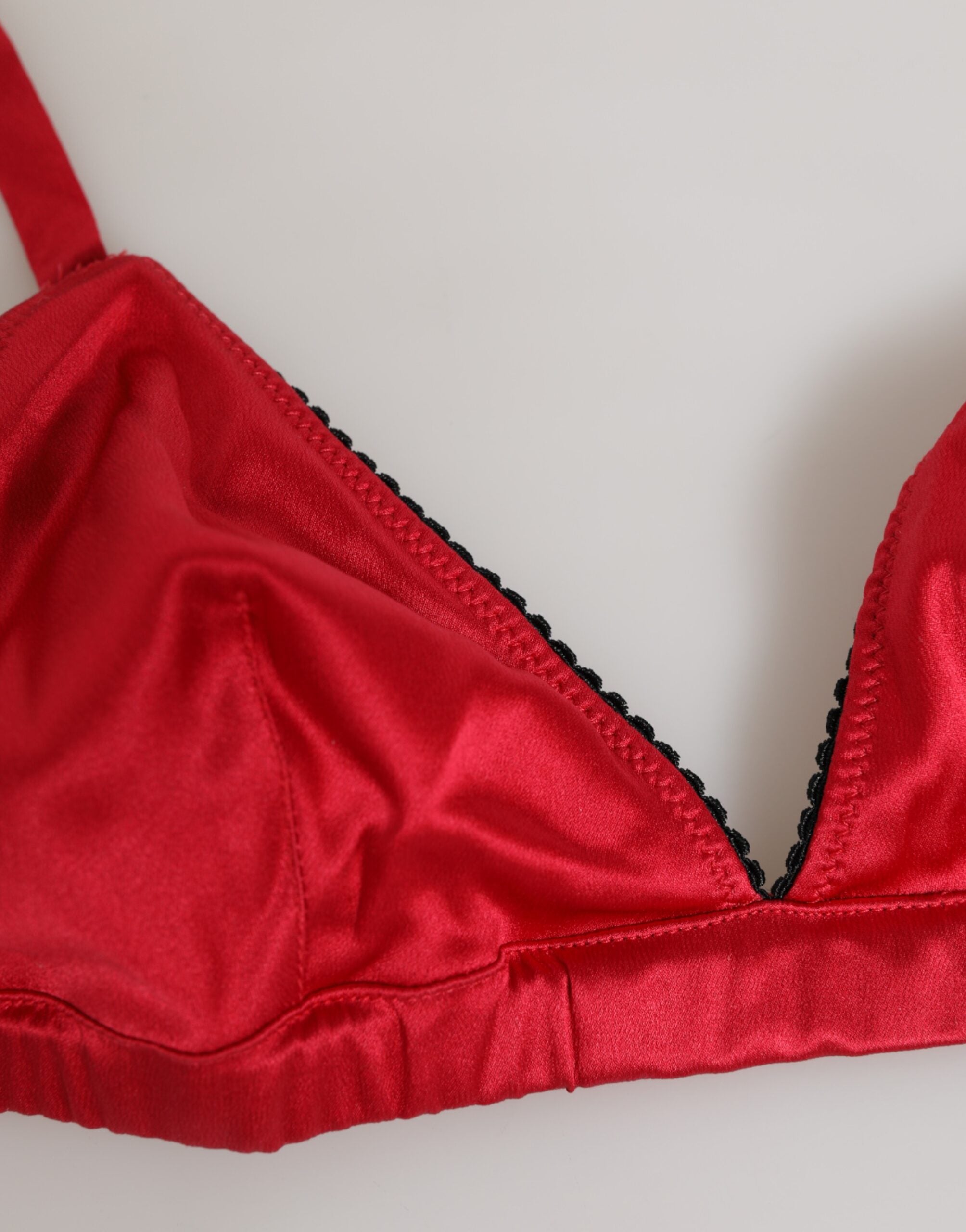 Dolce & Gabbana Red Silk Satin Triangle Soft Cup Br Underwear Dolce & Gabbana