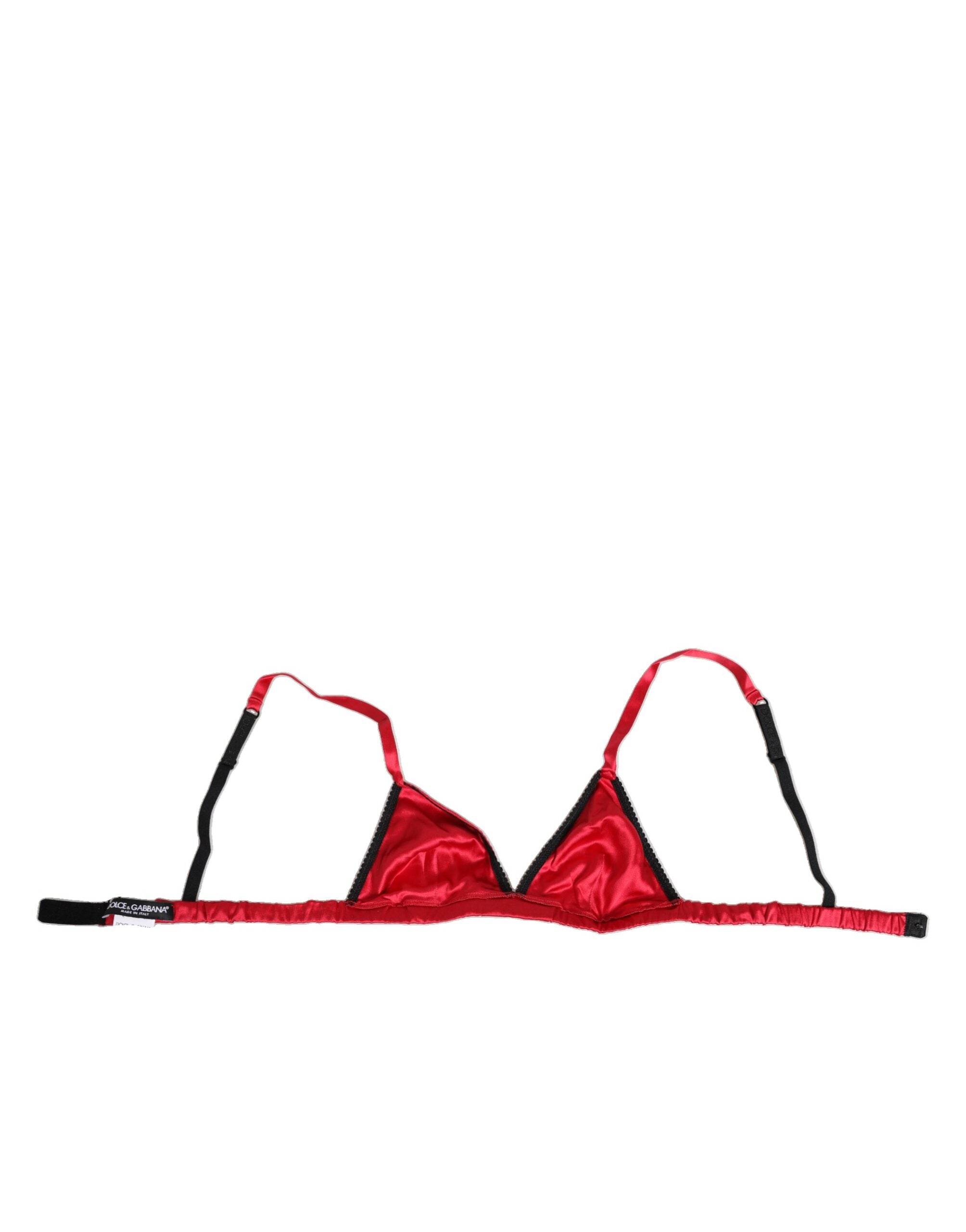 Dolce & Gabbana Red Silk Satin Triangle Soft Cup Br Underwear Dolce & Gabbana