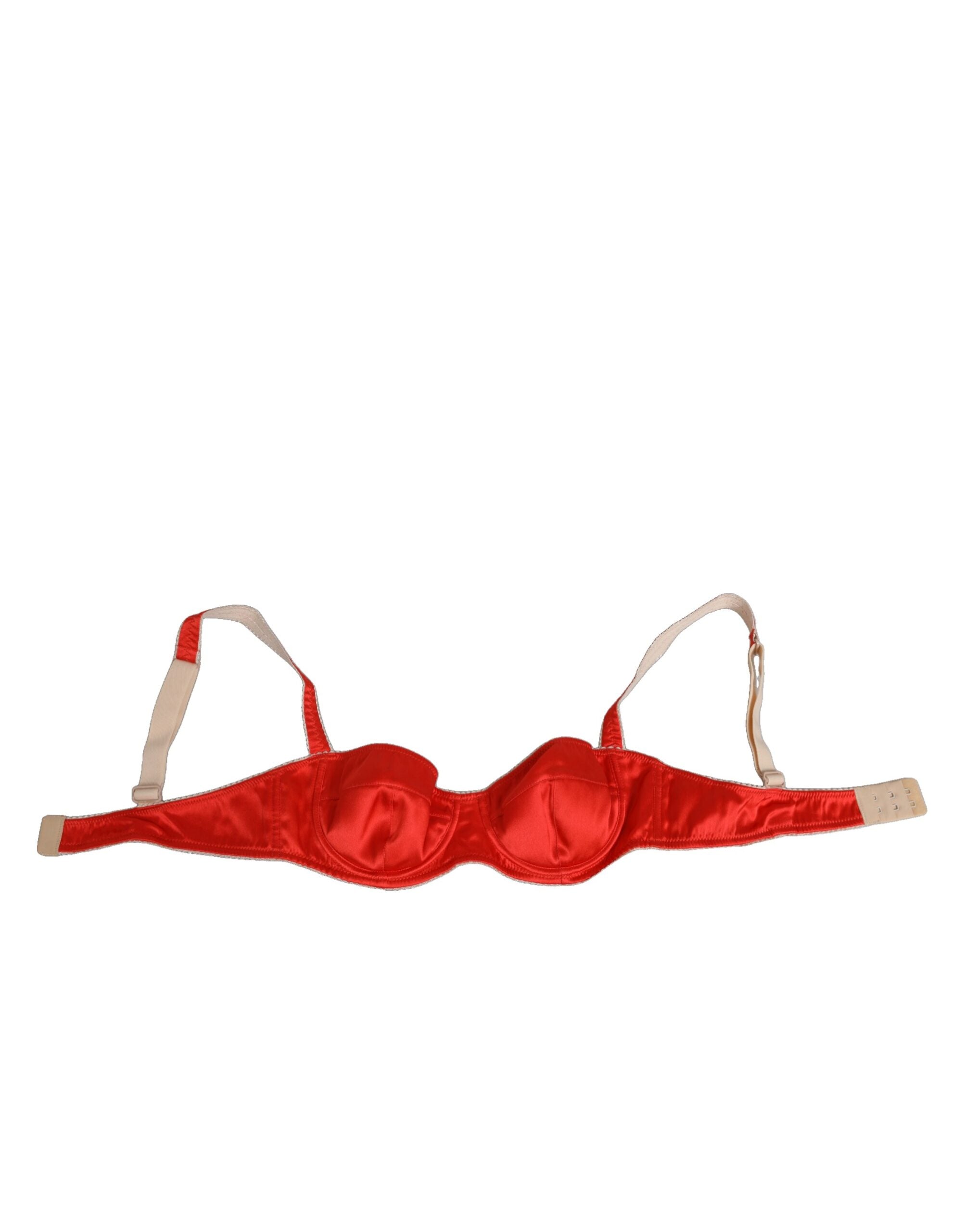 Dolce & Gabbana Red Silk Satin Underwire Bra Semi-Pad Underwear Dolce & Gabbana