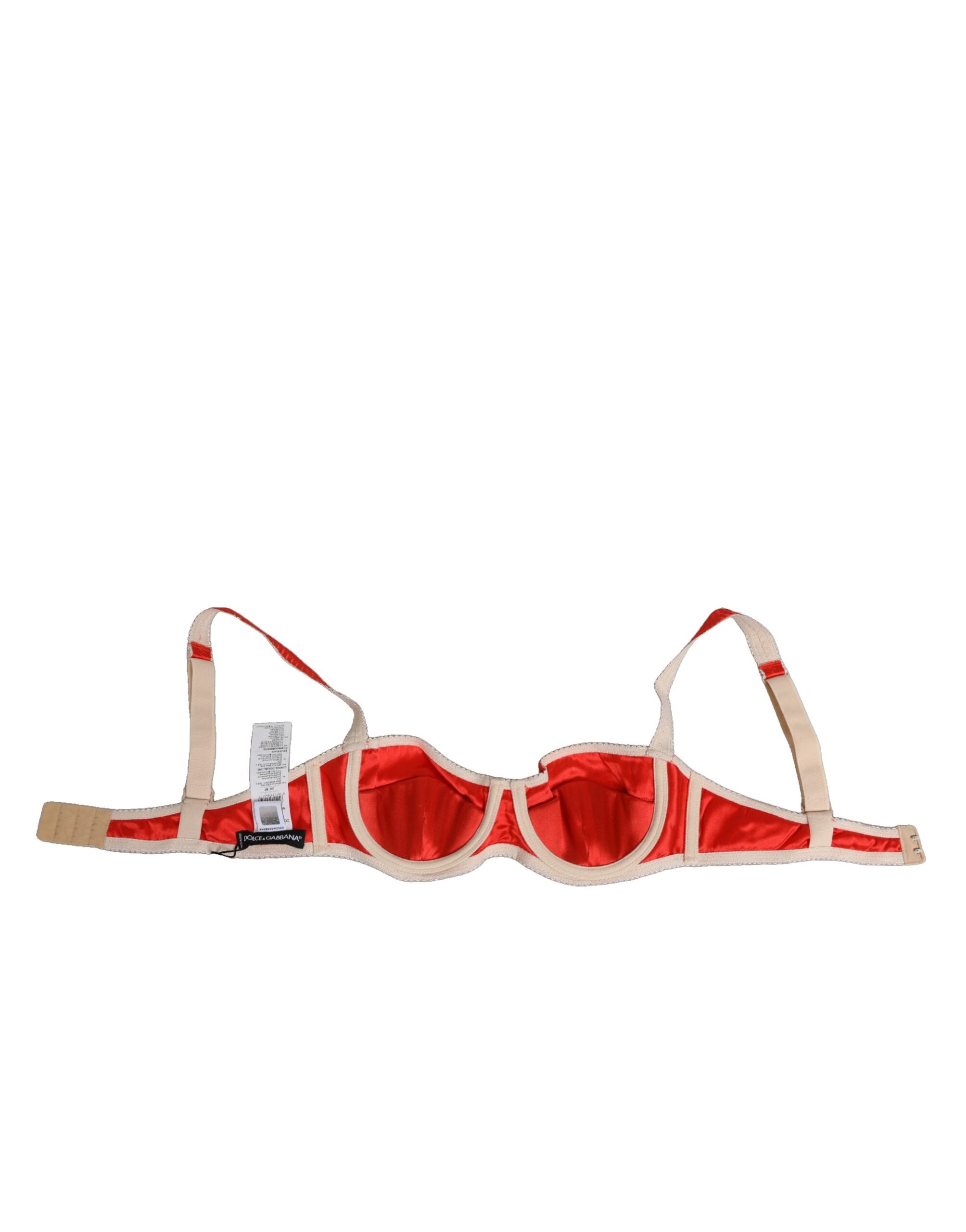 Dolce & Gabbana Red Silk Satin Underwire Bra Semi-Pad Underwear Dolce & Gabbana