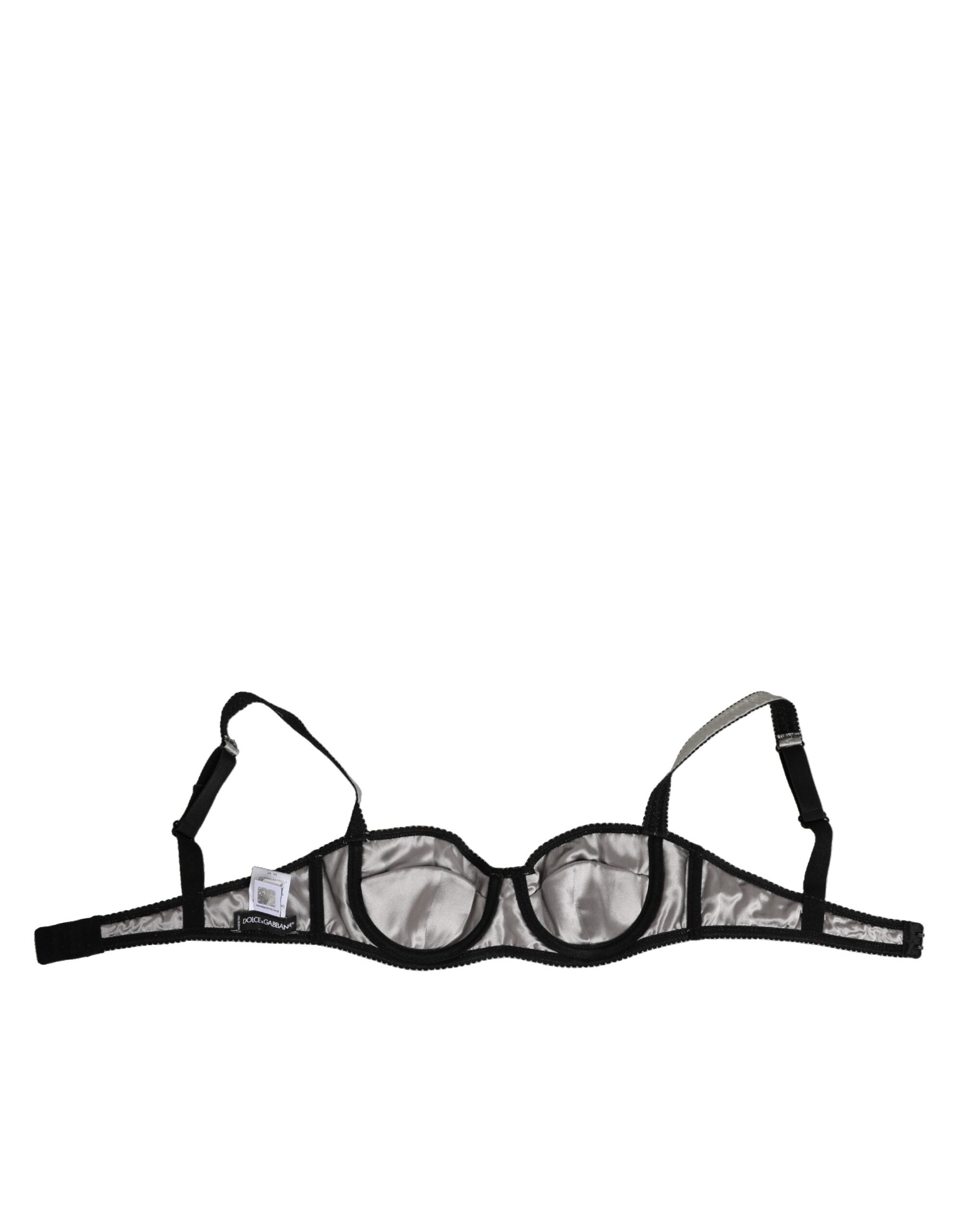 Dolce & Gabbana Gray Acetate Stretch Balconcino Bra Underwear Dolce & Gabbana