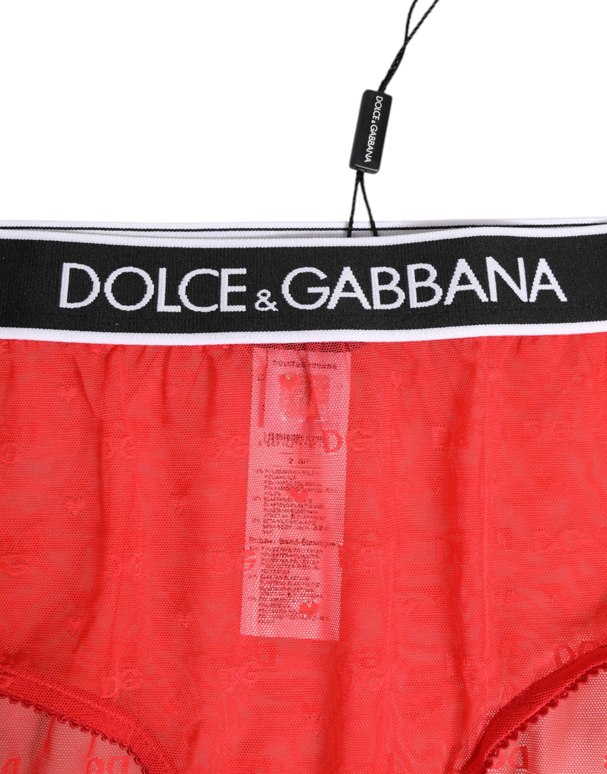Dolce & Gabbana Red Nylon Logo Waistband Brief Panty Underwear Dolce & Gabbana