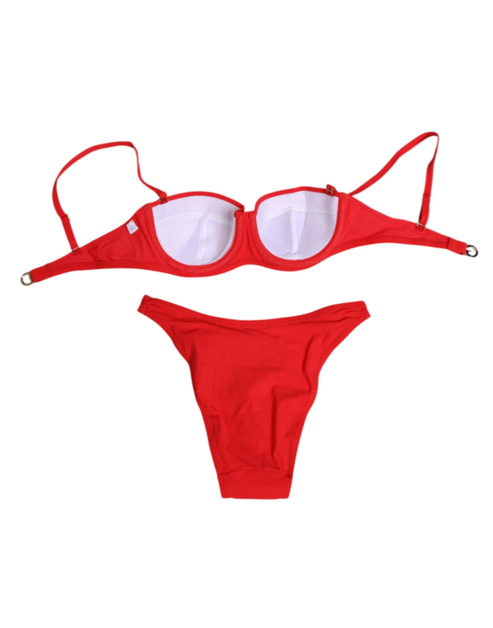 Dolce & Gabbana Red Nylon Swimsuit 2 Piece Top Bottom Swimwear Dolce & Gabbana