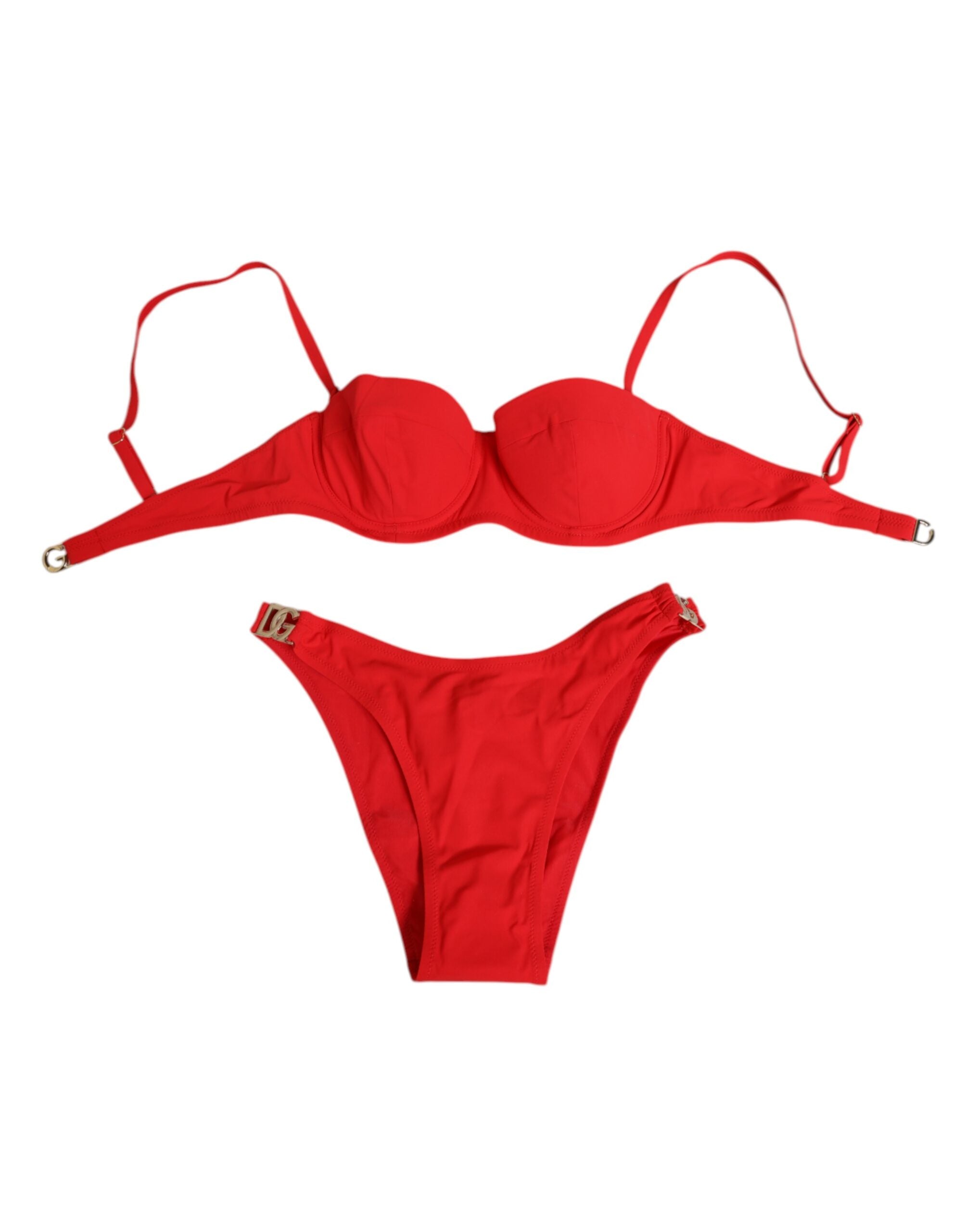 Dolce & Gabbana Red Nylon Swimsuit 2 Piece Top Bottom Swimwear Dolce & Gabbana