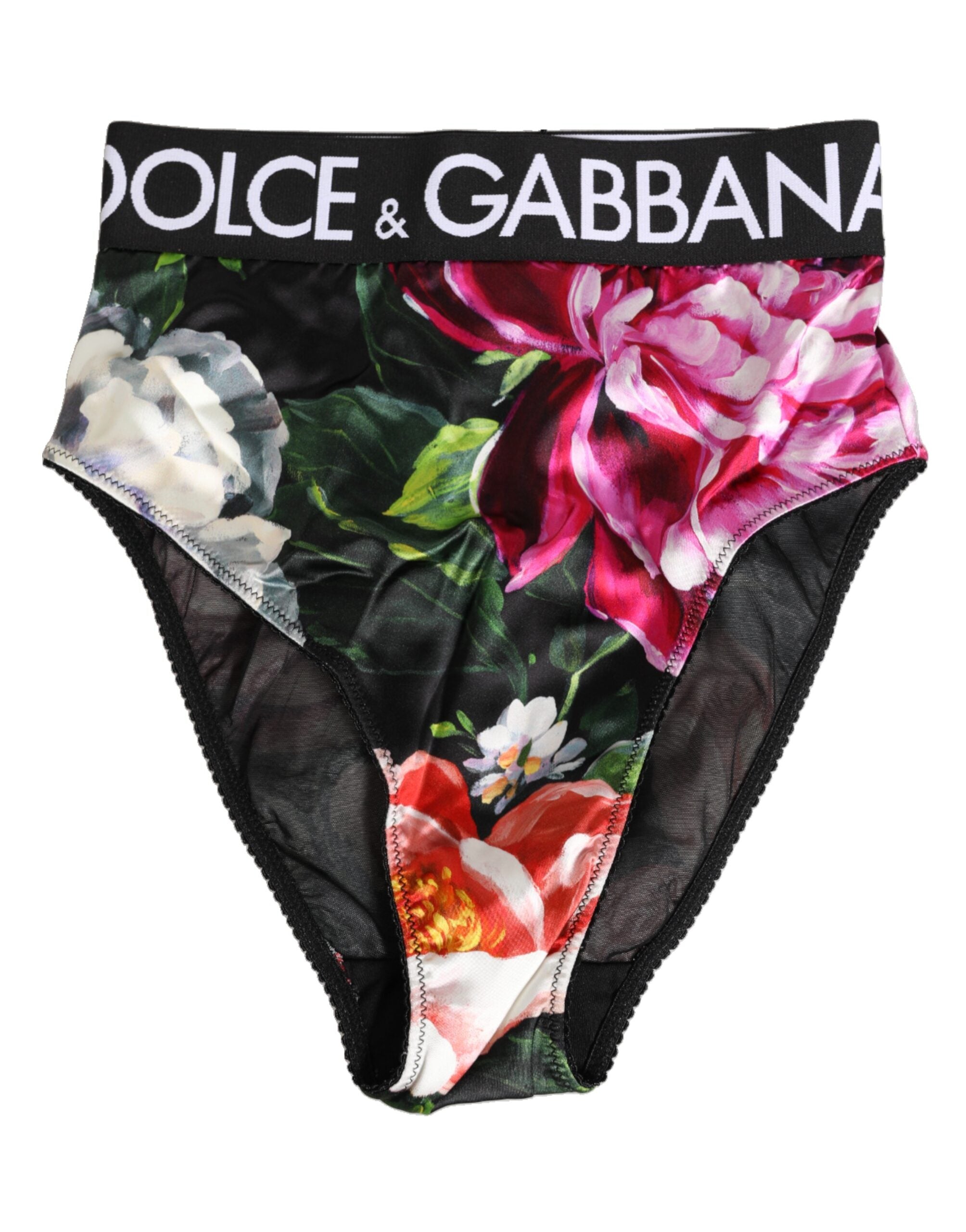 Dolce & Gabbana Black Floral Print High Waist Panty  Underwear Dolce & Gabbana