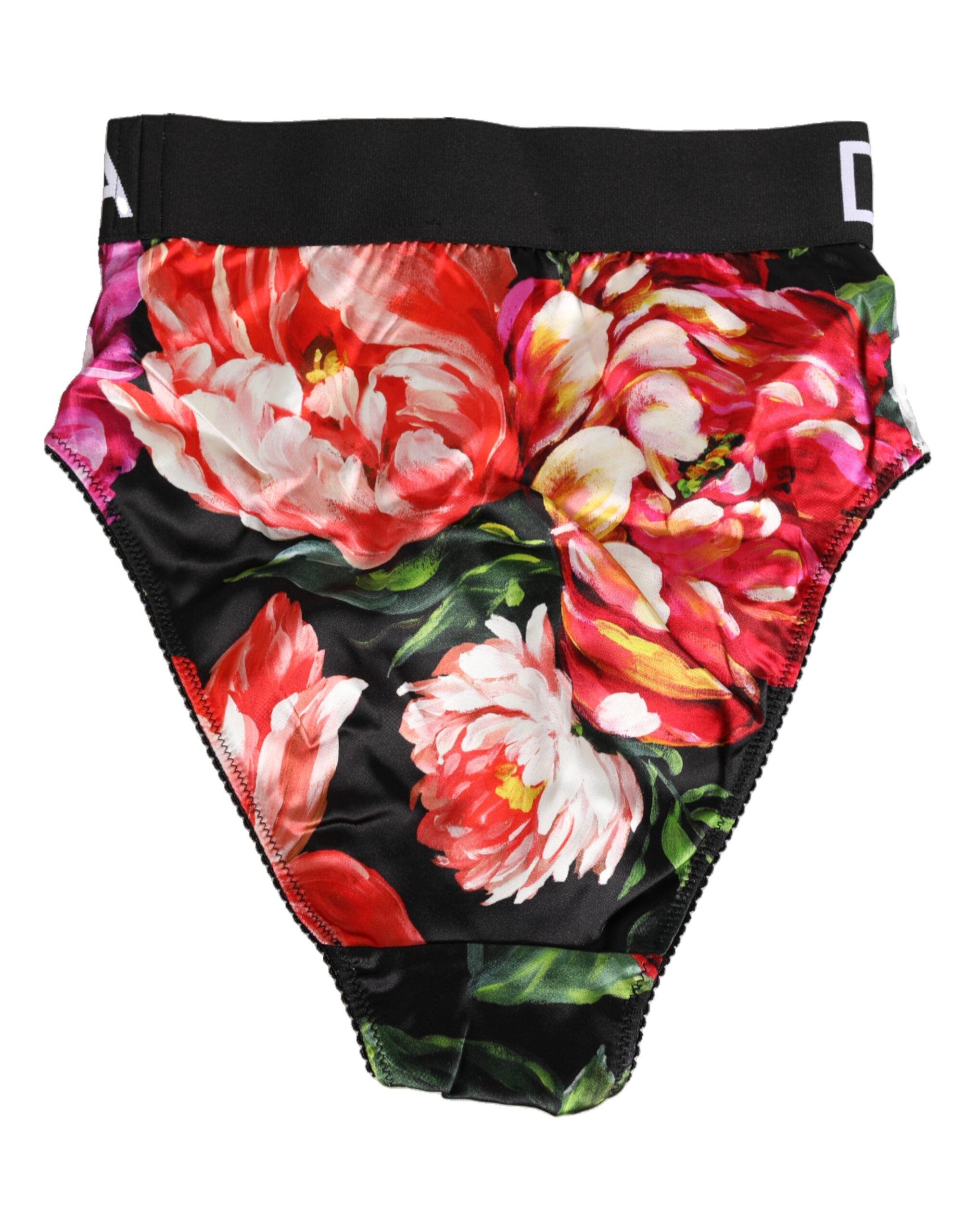 Dolce & Gabbana Black Floral Print High Waist Panty  Underwear Dolce & Gabbana