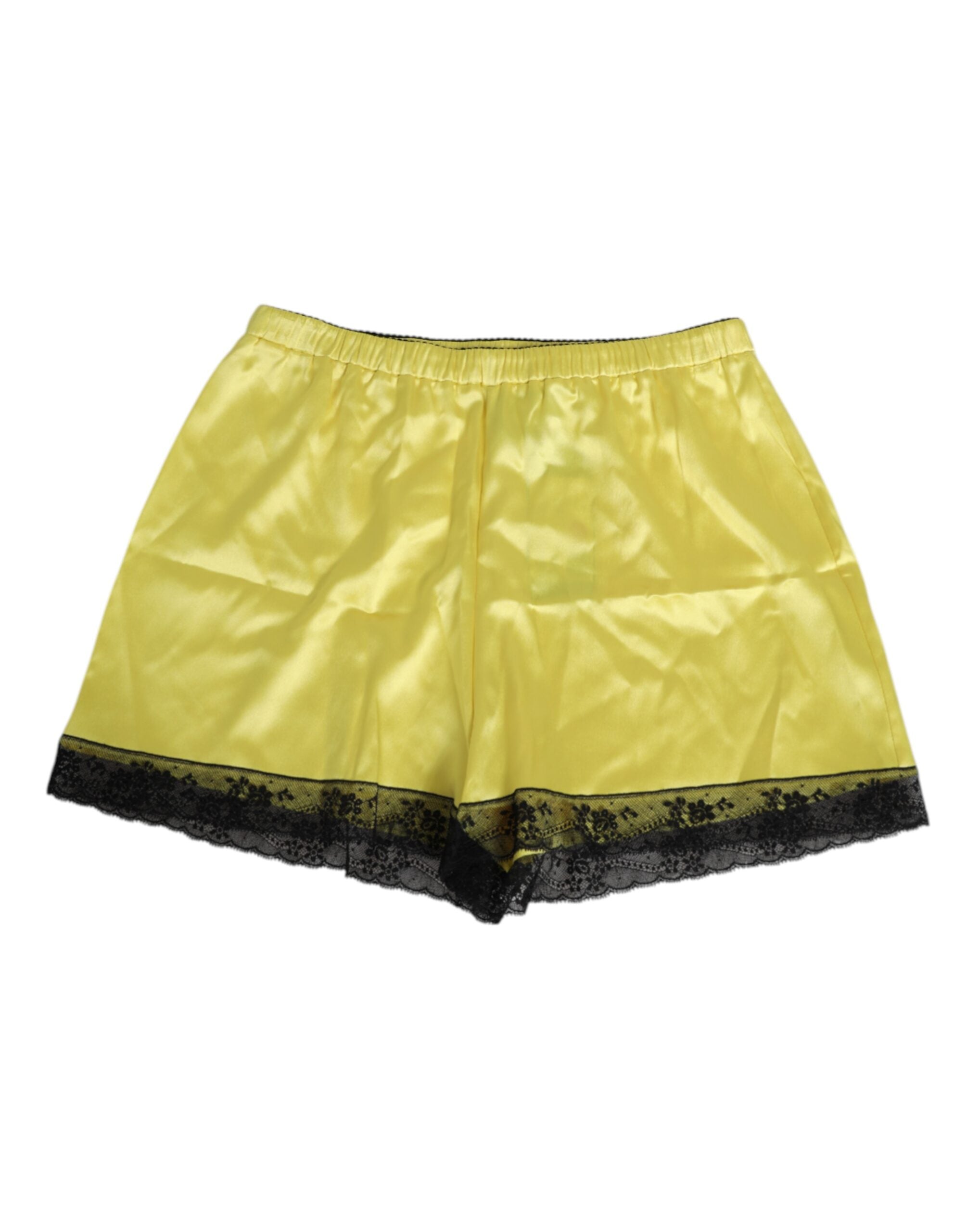 Dolce & Gabbana Yellow Satin Silk Mid Waist Underwear Shorts Dolce & Gabbana