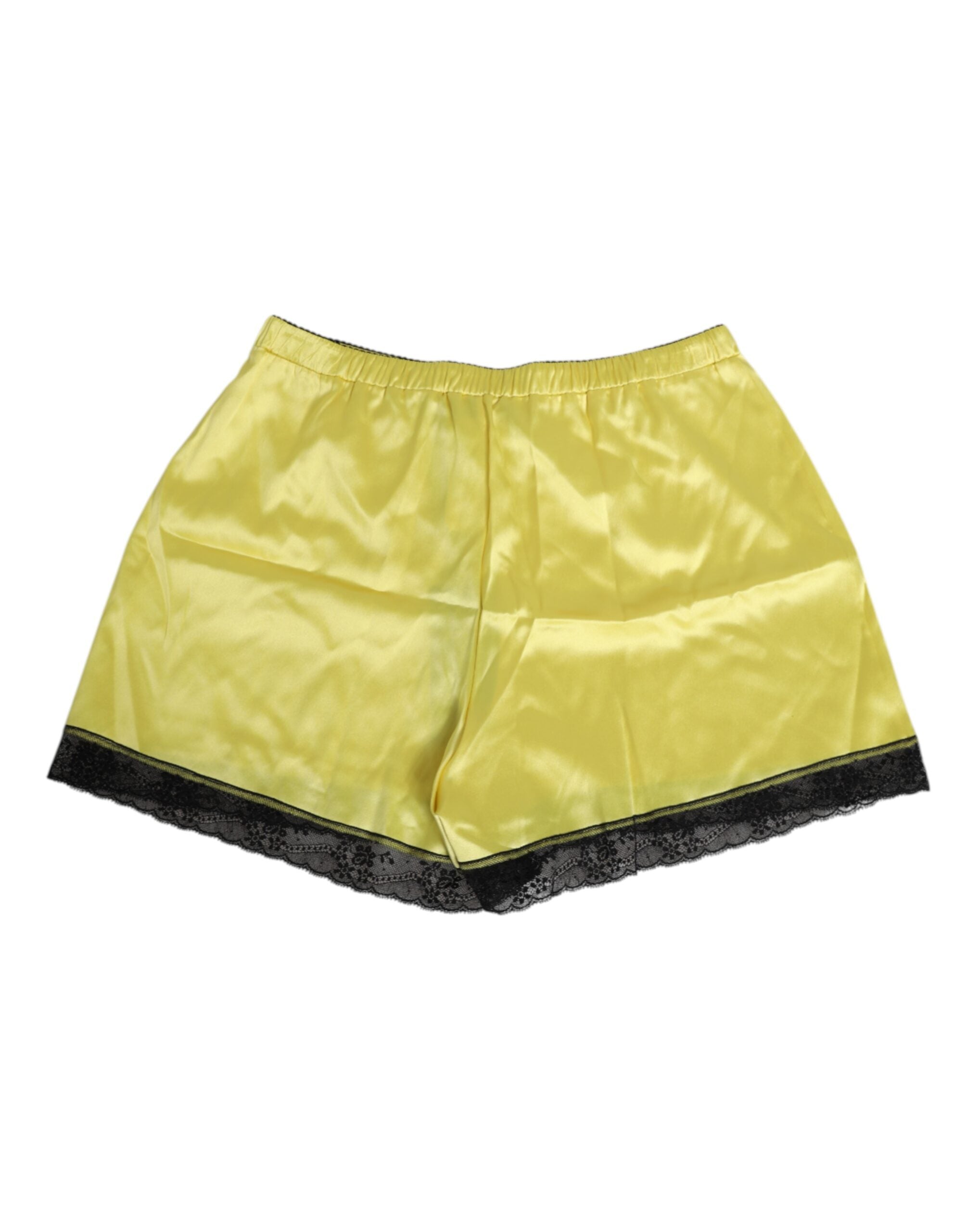 Dolce & Gabbana Yellow Satin Silk Mid Waist Underwear Shorts Dolce & Gabbana