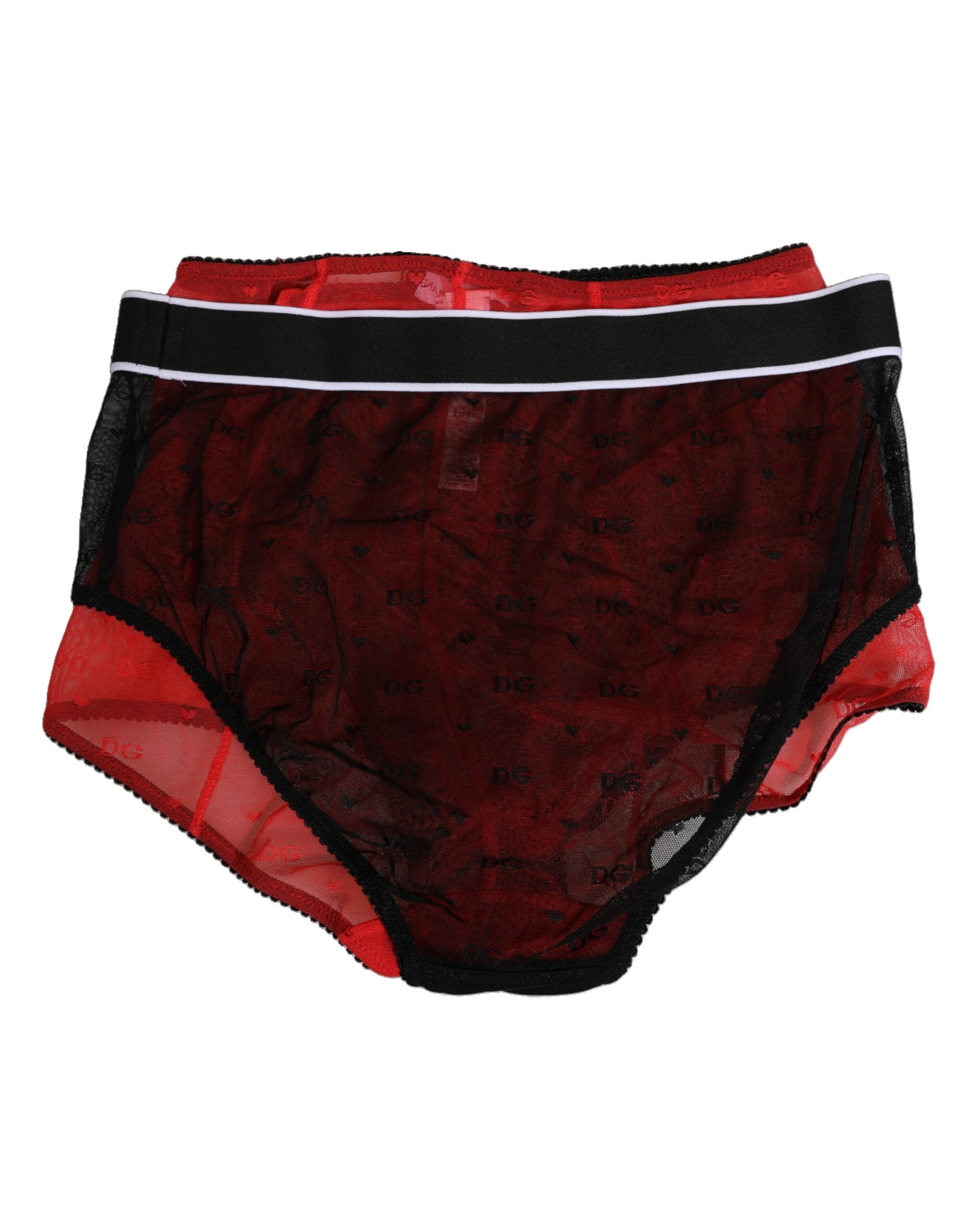 Dolce & Gabbana Black Red Nylon High Waist Girdle Underwear Dolce & Gabbana