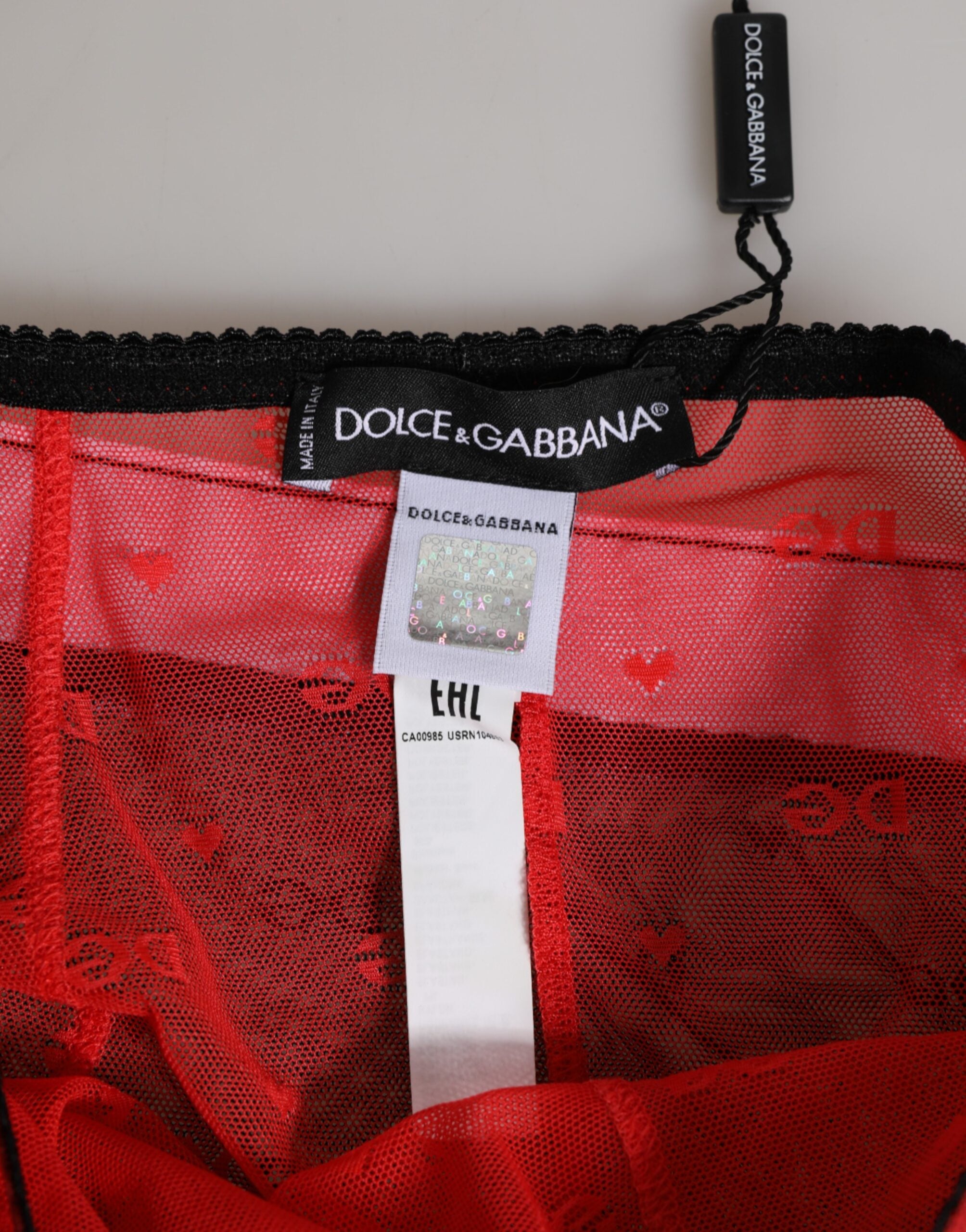 Dolce & Gabbana Black Red Nylon High Waist Girdle Underwear Dolce & Gabbana