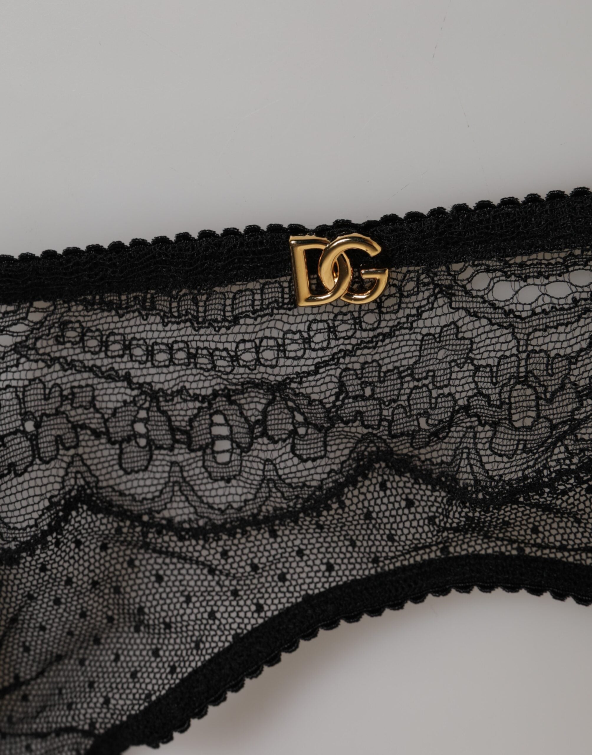Dolce & Gabbana Black Floral Lace Nylon Strap Garter Underwear Dolce & Gabbana