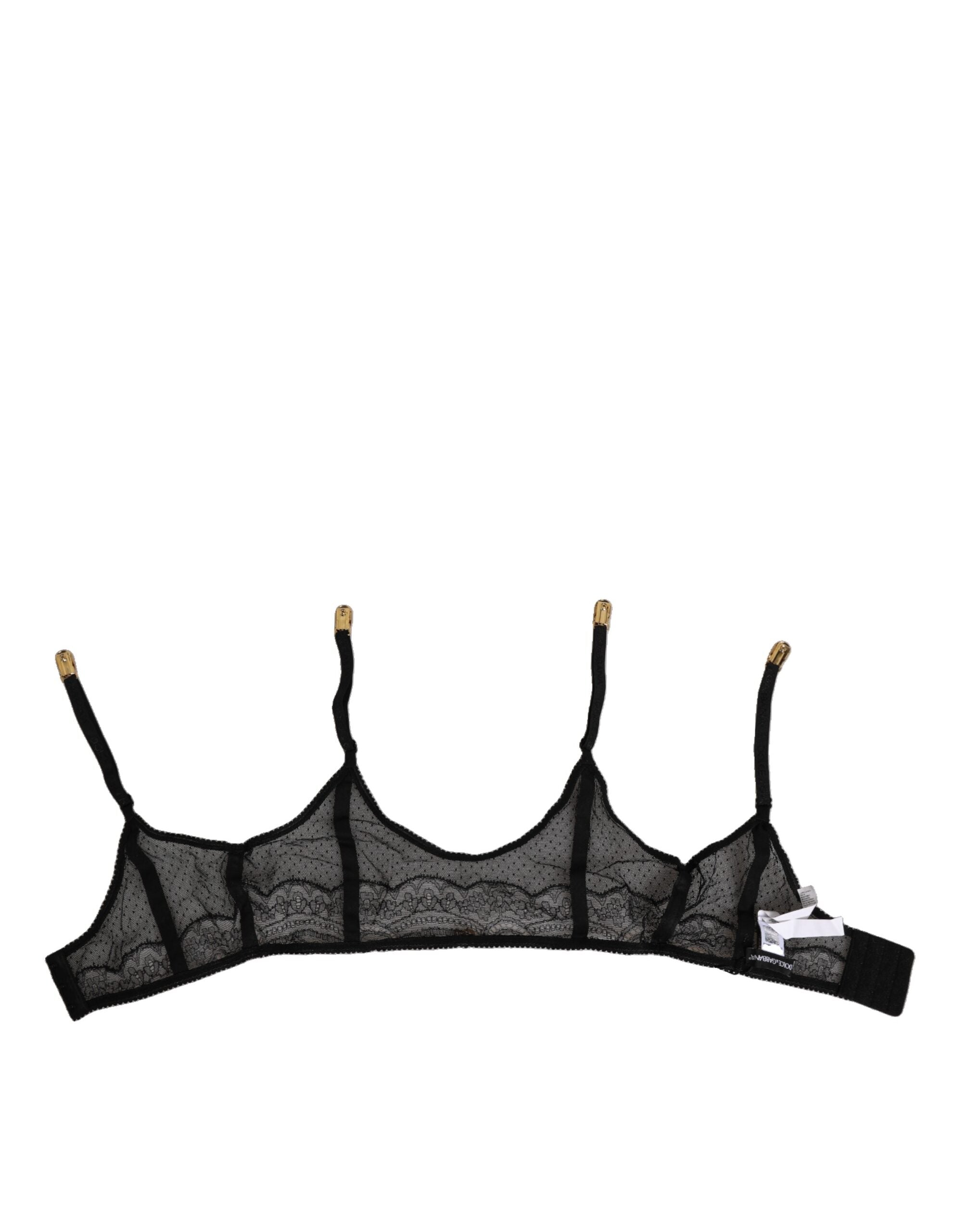 Dolce & Gabbana Black Floral Lace Nylon Strap Garter Underwear Dolce & Gabbana