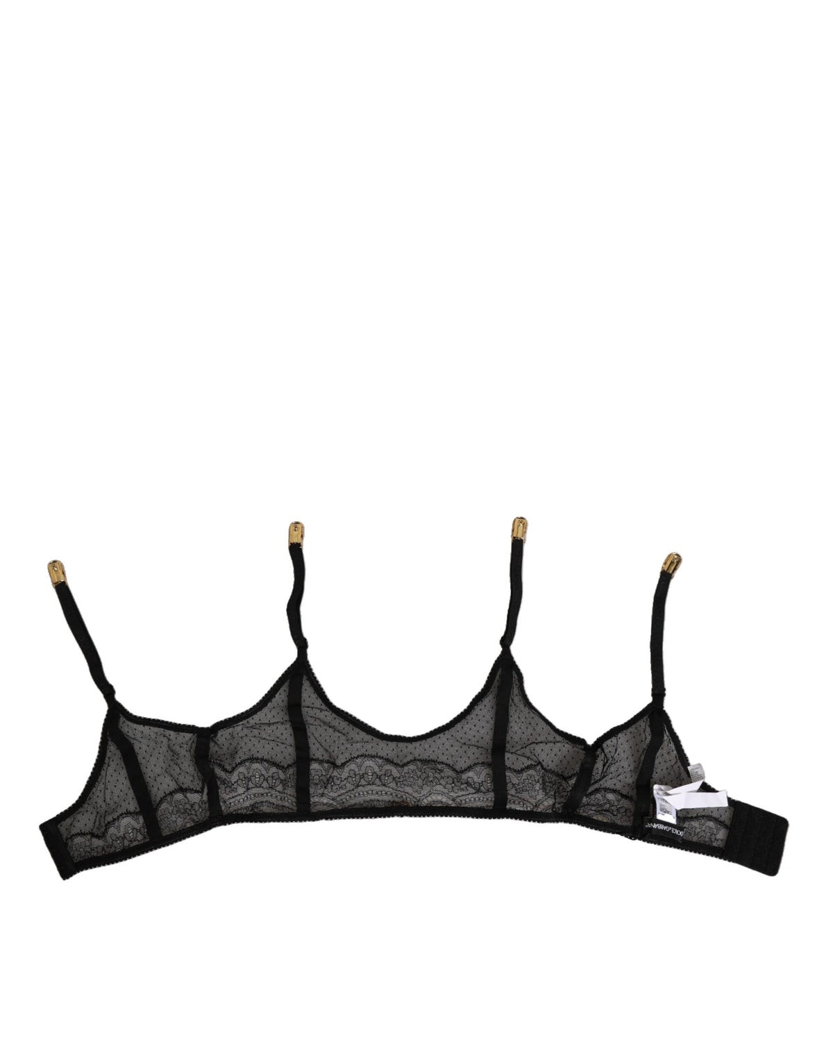 Dolce & Gabbana Black Floral Lace Nylon Strap Garter Underwear