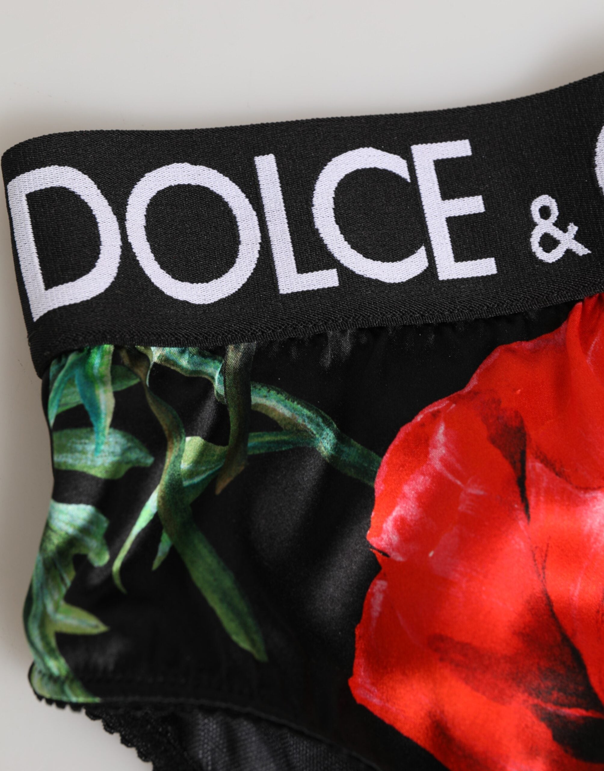 Dolce & Gabbana Black Floral Silk High Waist Panty Underwear Dolce & Gabbana