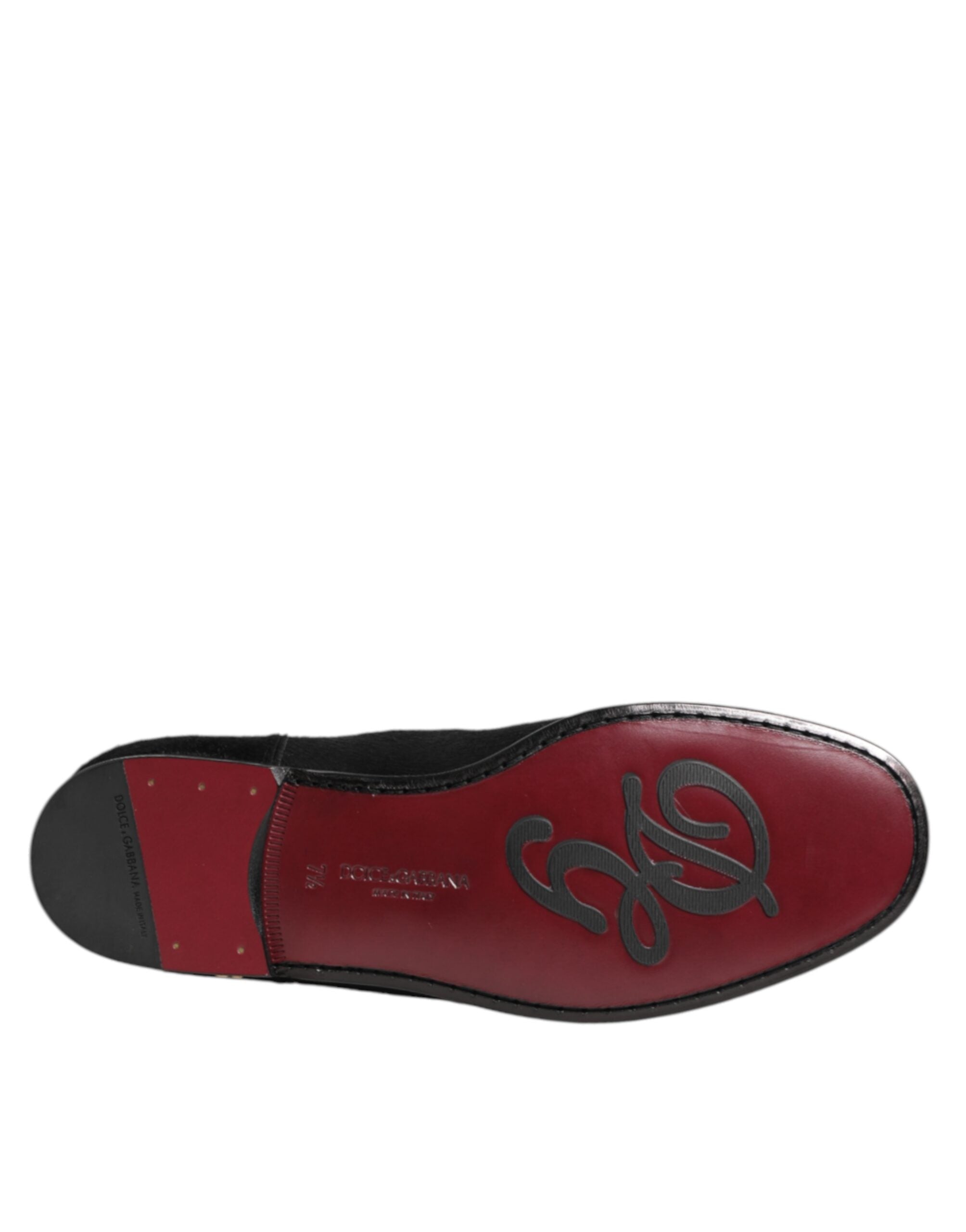 Dolce & Gabbana Black Leather Fur Men CHELSEA Boots Shoes Dolce & Gabbana