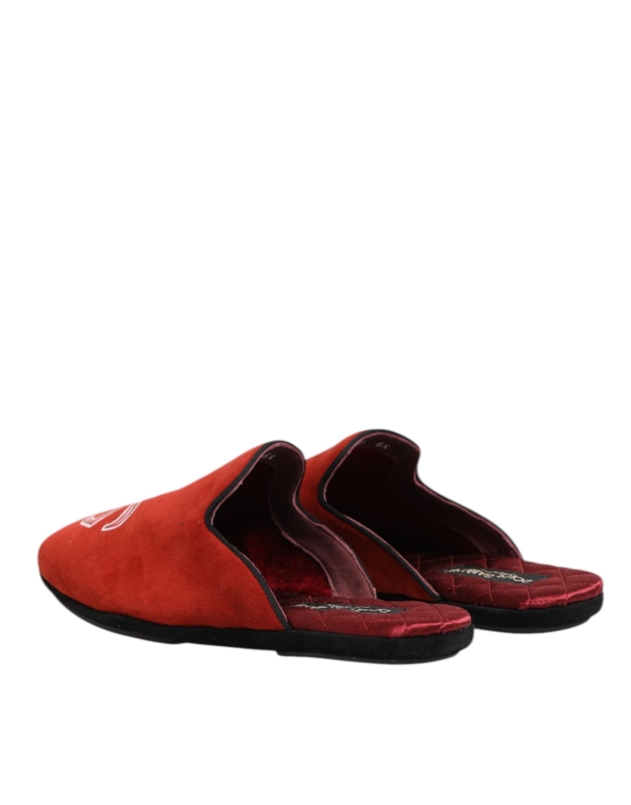 Dolce & Gabbana Red Suede DG King Men House Slippers Shoes Dolce & Gabbana
