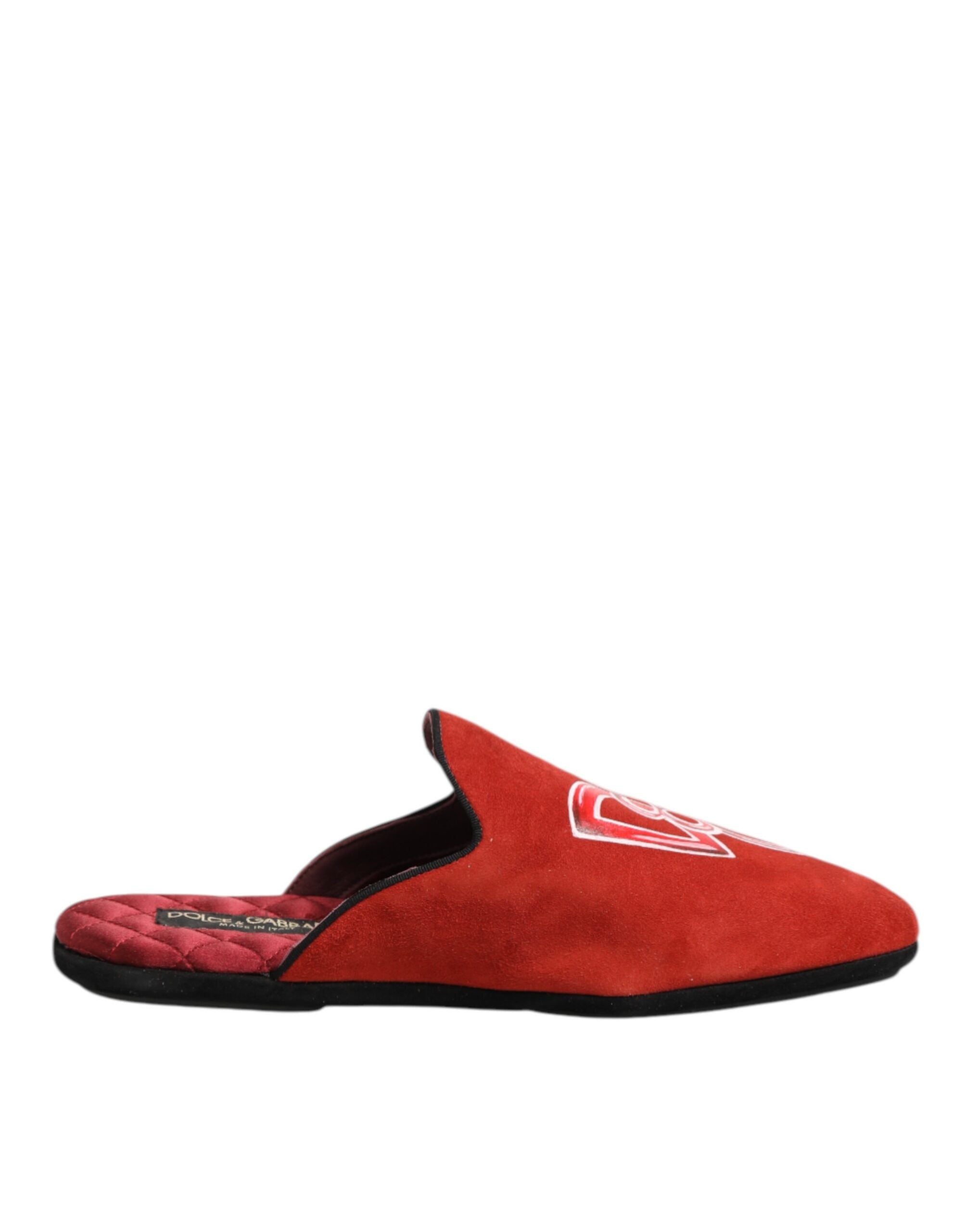Dolce & Gabbana Red Suede DG King Men House Slippers Shoes Dolce & Gabbana