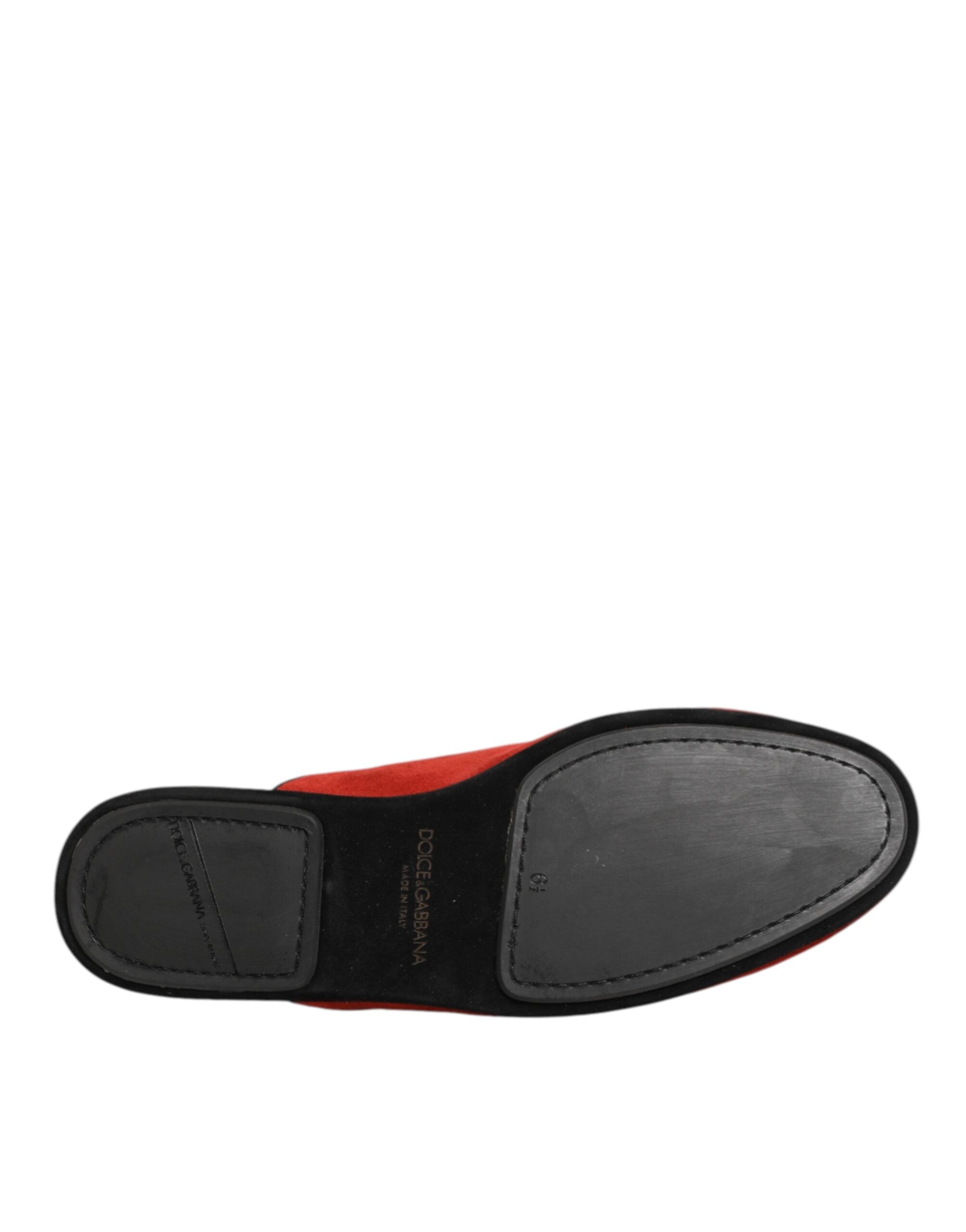 Dolce & Gabbana Red Suede DG King Men House Slippers Shoes Dolce & Gabbana