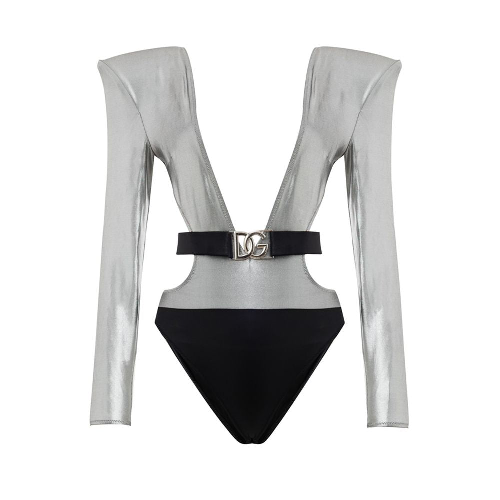 Dolce & Gabbana Gray Viscose One-Piece Swimsuit Dolce & Gabbana