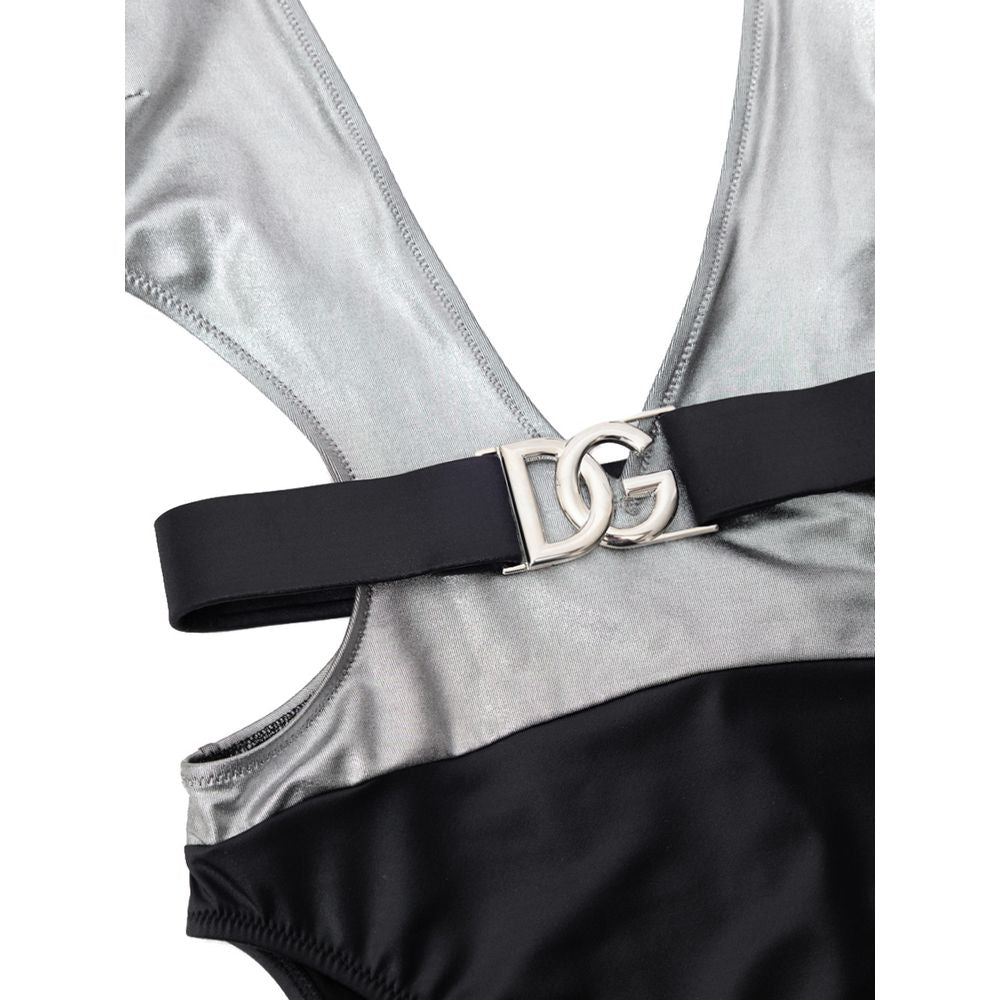 Dolce & Gabbana Gray Viscose One-Piece Swimsuit Dolce & Gabbana