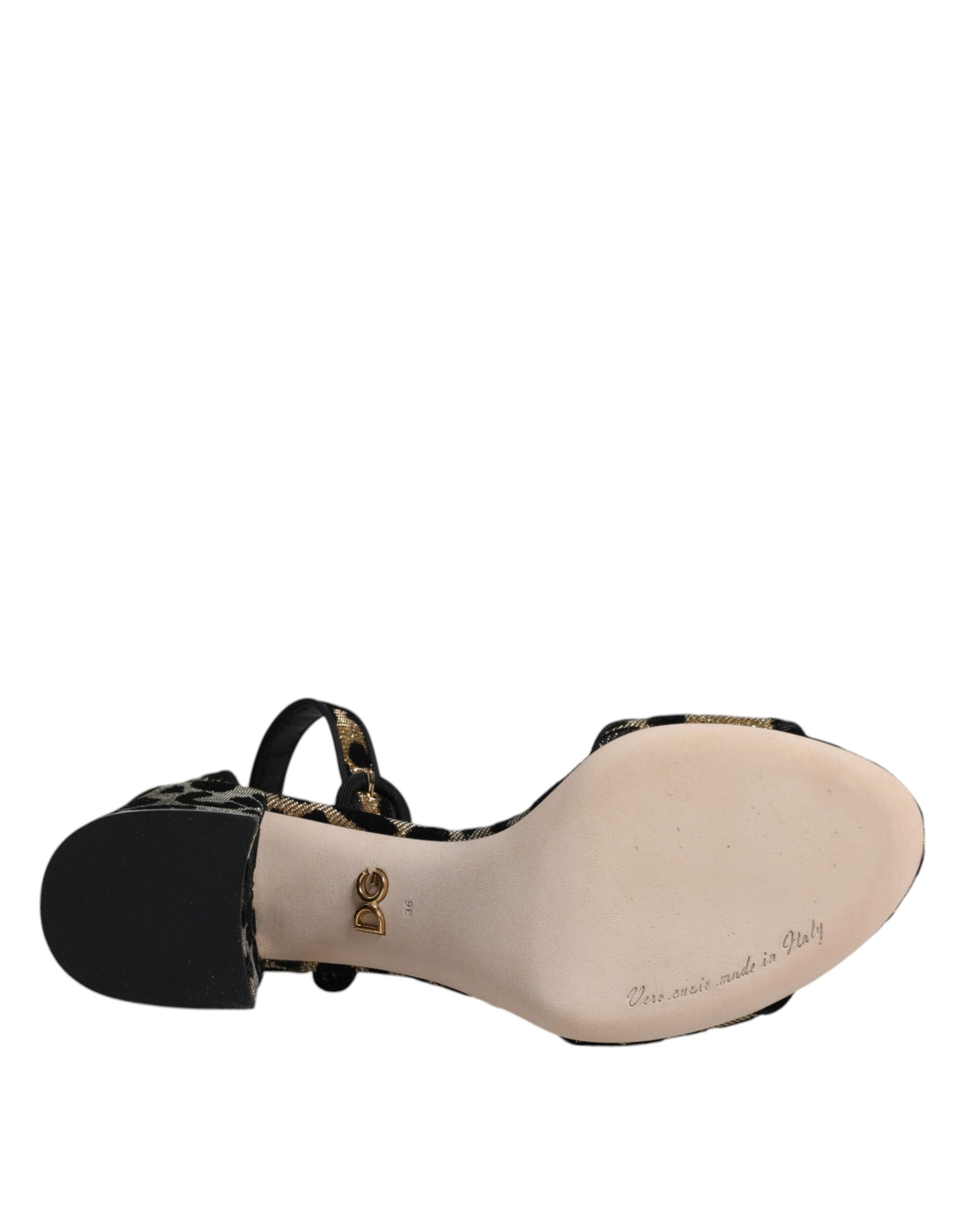 Dolce & Gabbana Gold Leopard Ankle Strap Heels Sandals Shoes Dolce & Gabbana