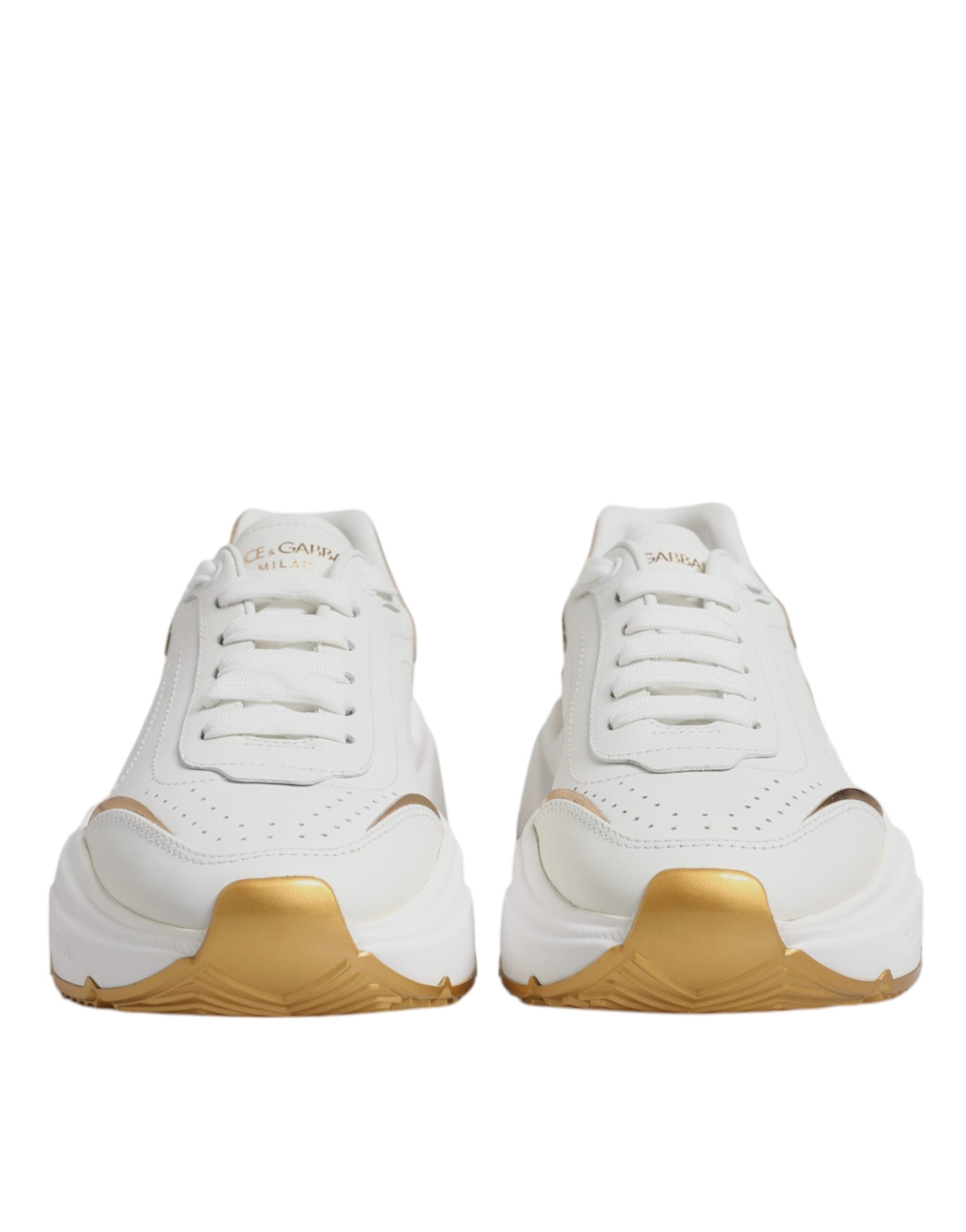 Dolce & Gabbana White Gold Daymaster Low Top Sneakers Shoes Dolce & Gabbana