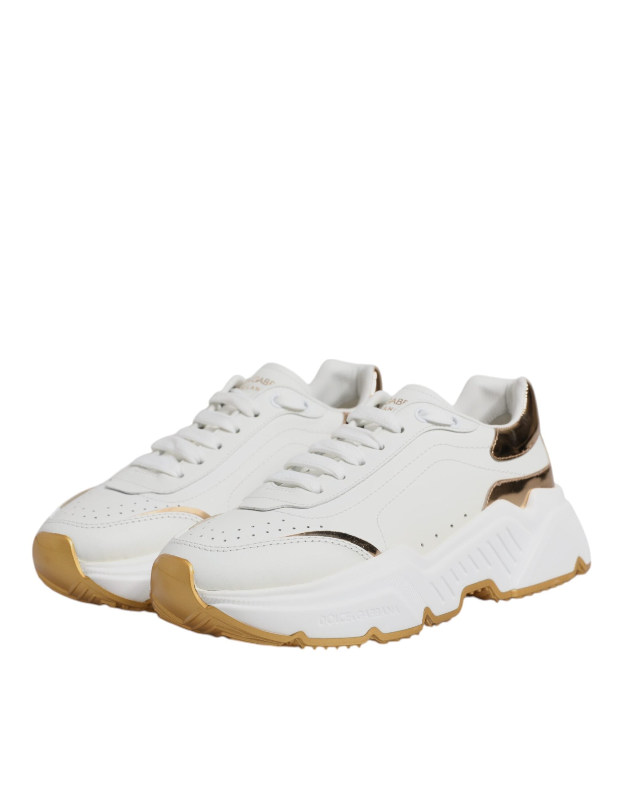 Dolce & Gabbana White Gold Daymaster Low Top Sneakers Shoes Dolce & Gabbana